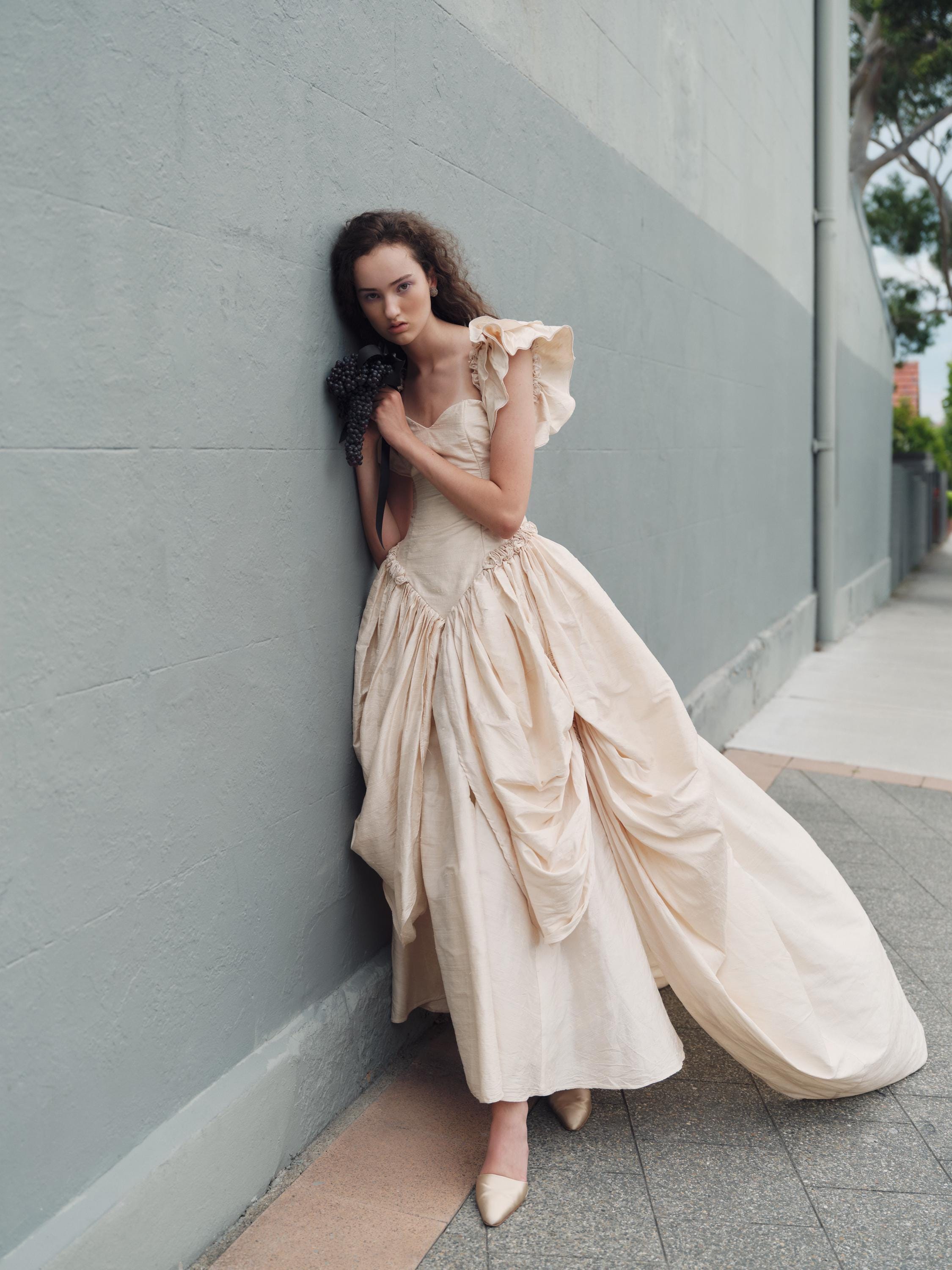 Custom 1991 Raw Silk Dupion Basque Waist Gown