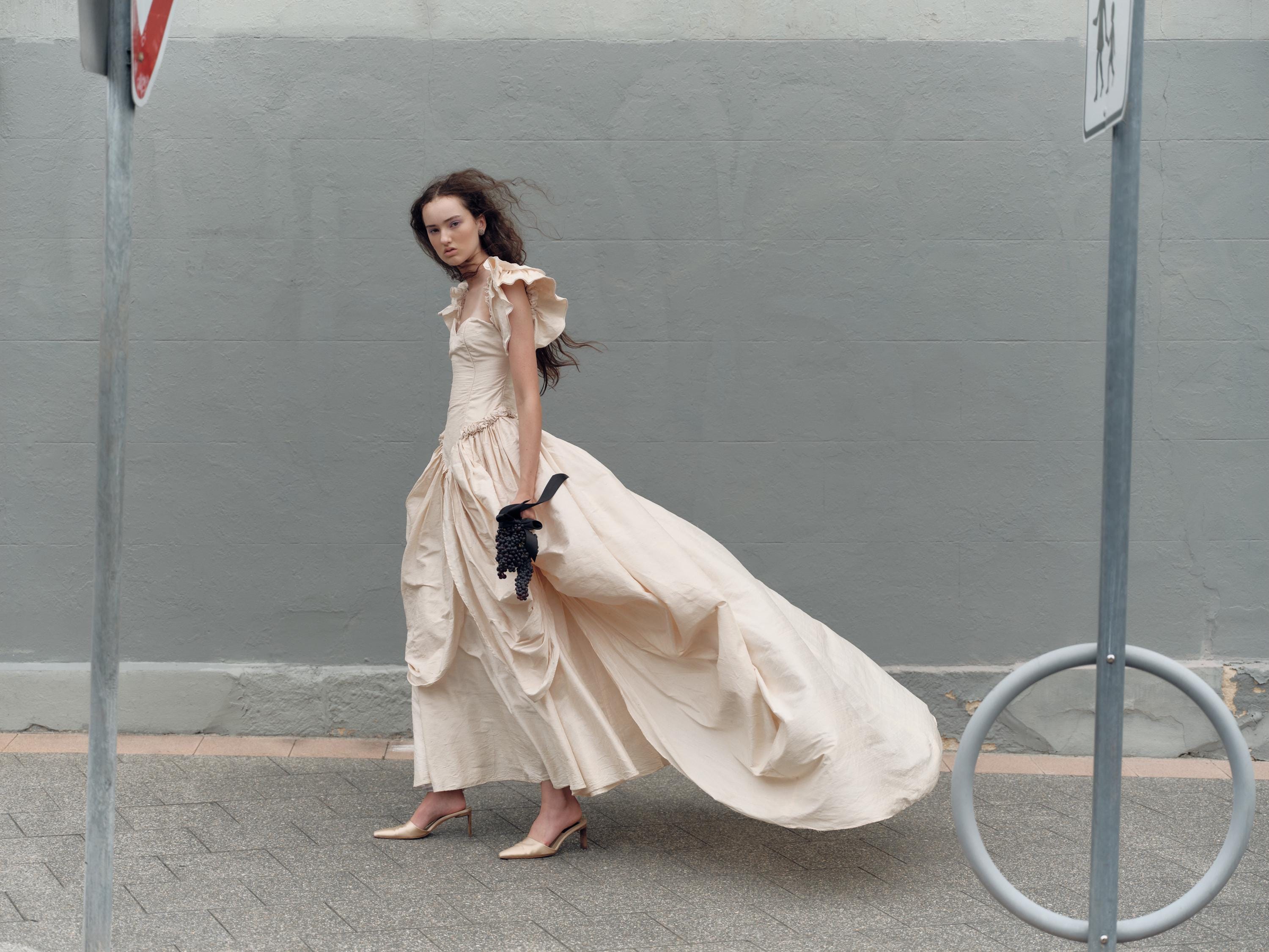 Custom 1991 Raw Silk Dupion Basque Waist Gown