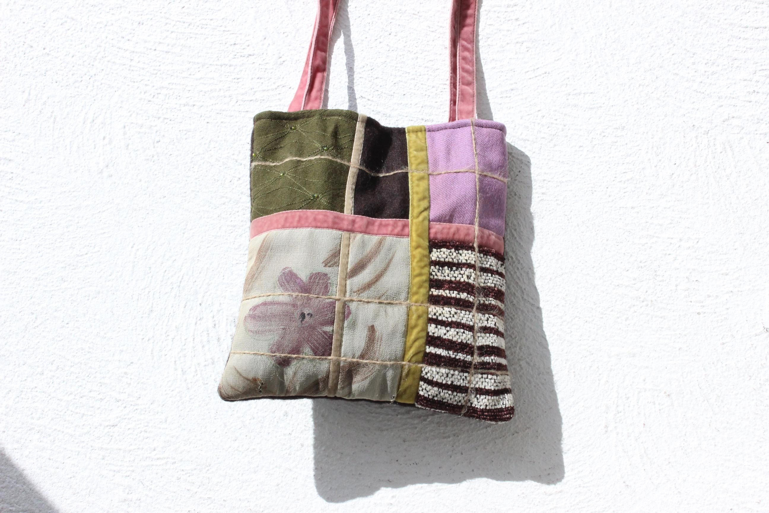 90s Wool & Silk Arty Patchwork Bag
