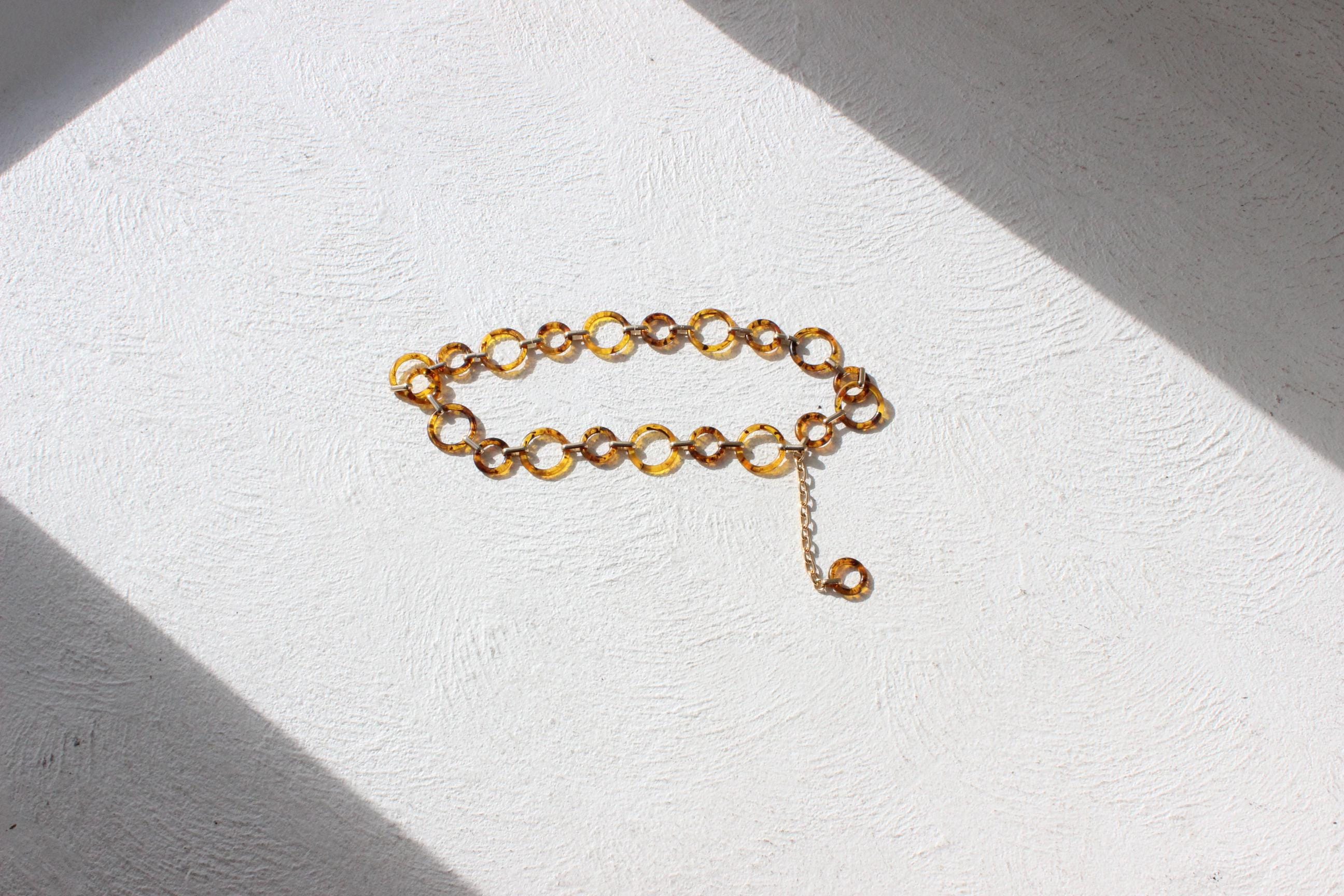 Tortoiseshell & Gold Tone Ring Chain Link Belt