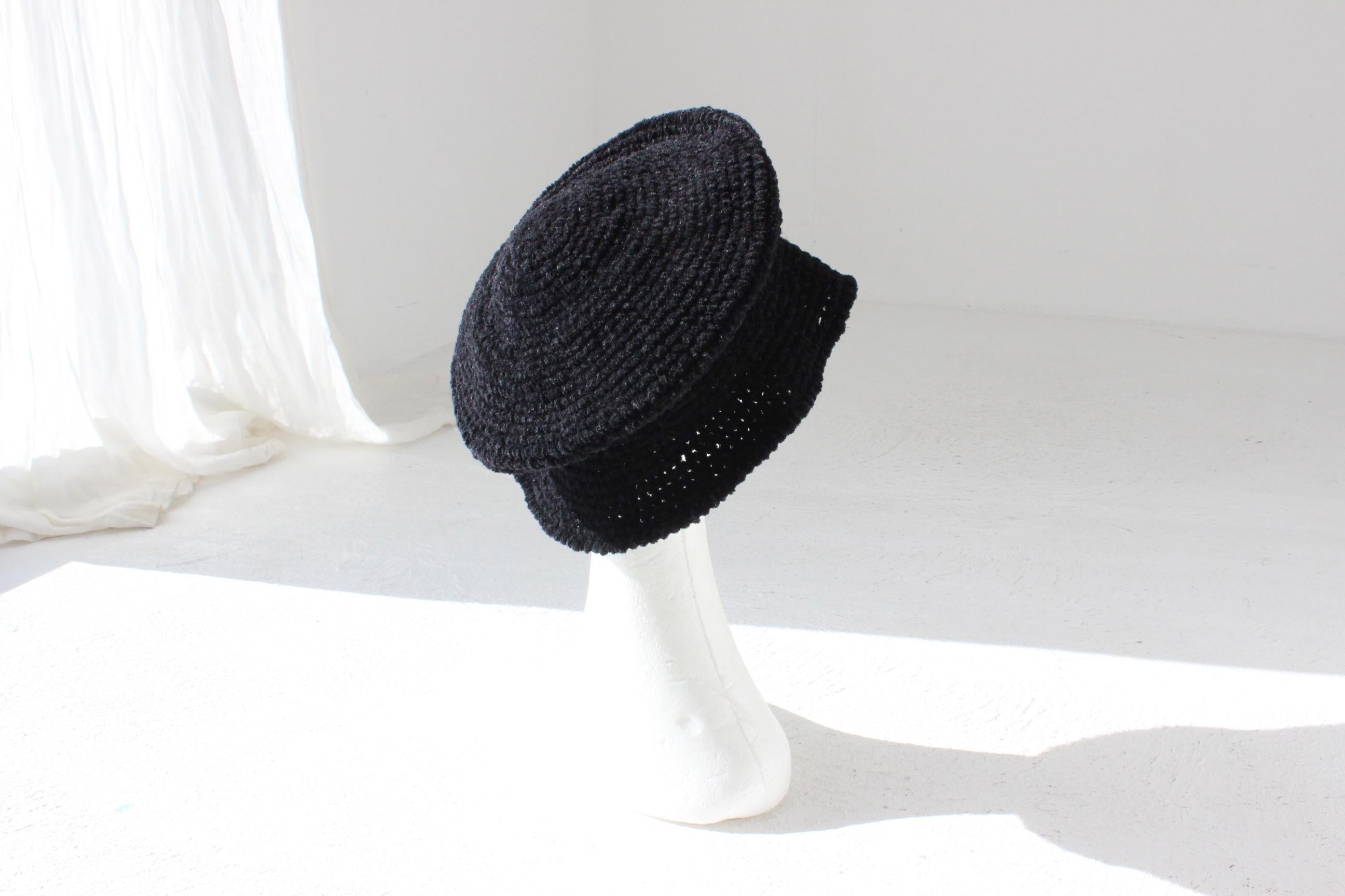 90s Textured Knit Exaggerated Bucket Hat