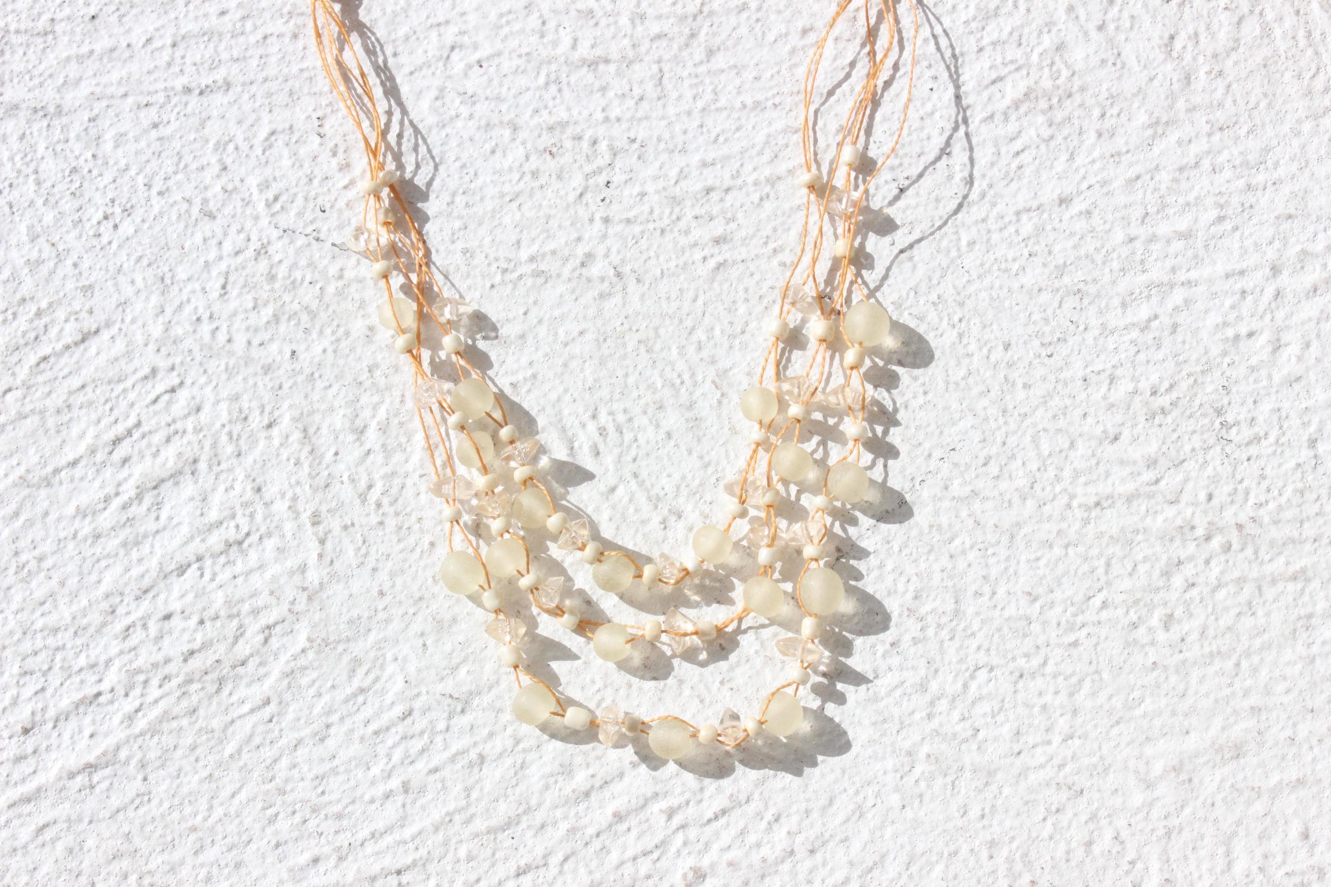 90s Natural Sea Glass Shell Layered Necklace