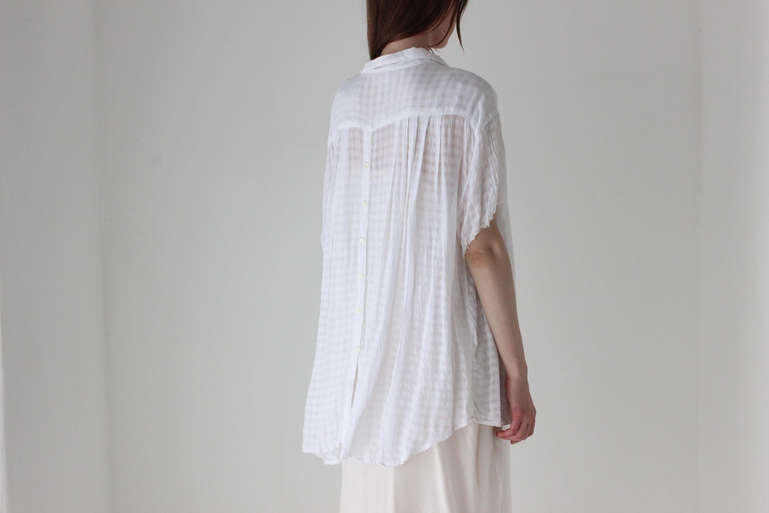 80s Seersucker Gauze White Short Sleeve Shirt