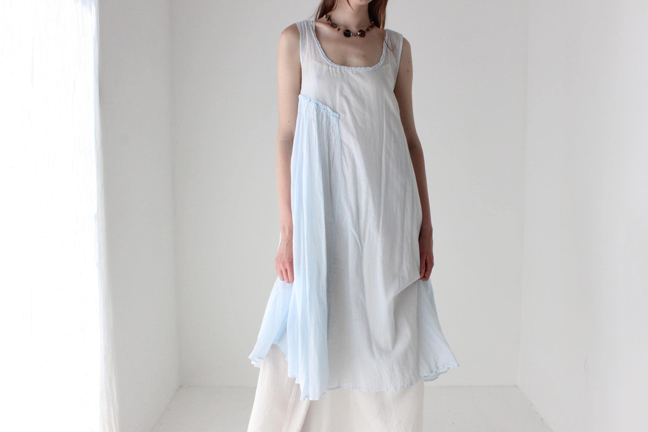 90s Tissue Thin Cotton Gauze Trapeze Dress