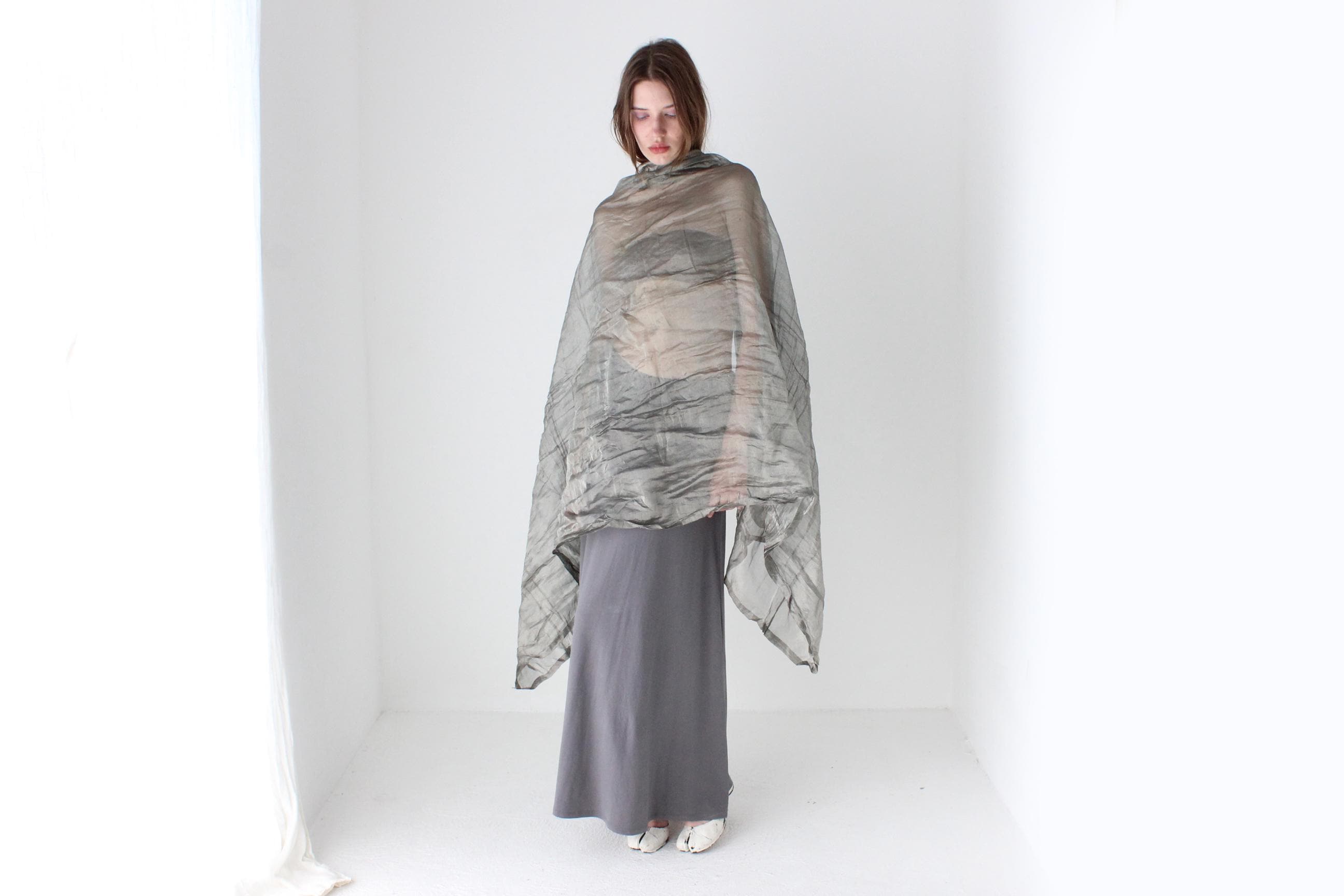 90s Minimal Slinky Stretch Grey Maxi Skirt