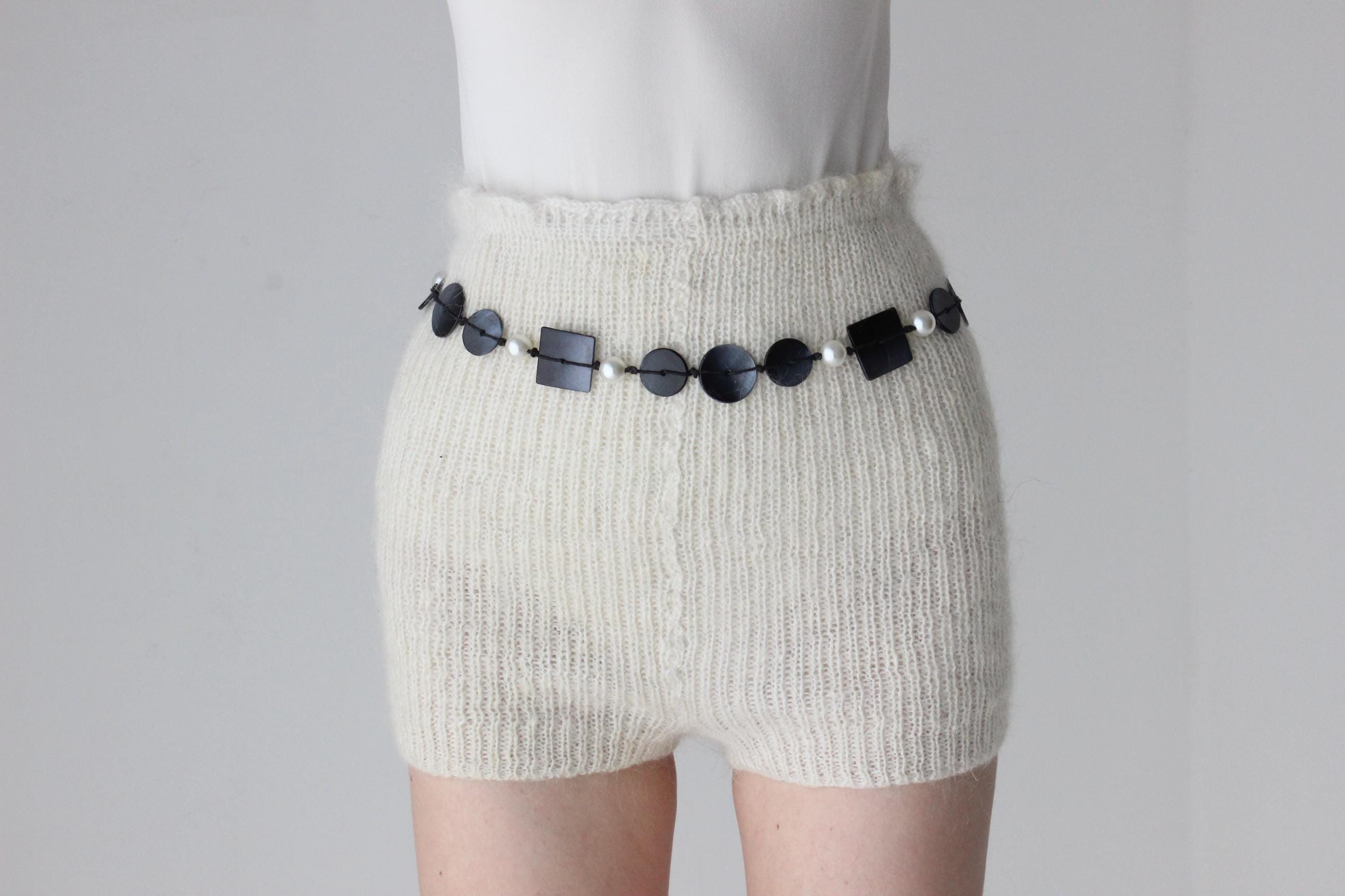 Ivory Hand Knit Mohair Hotpants