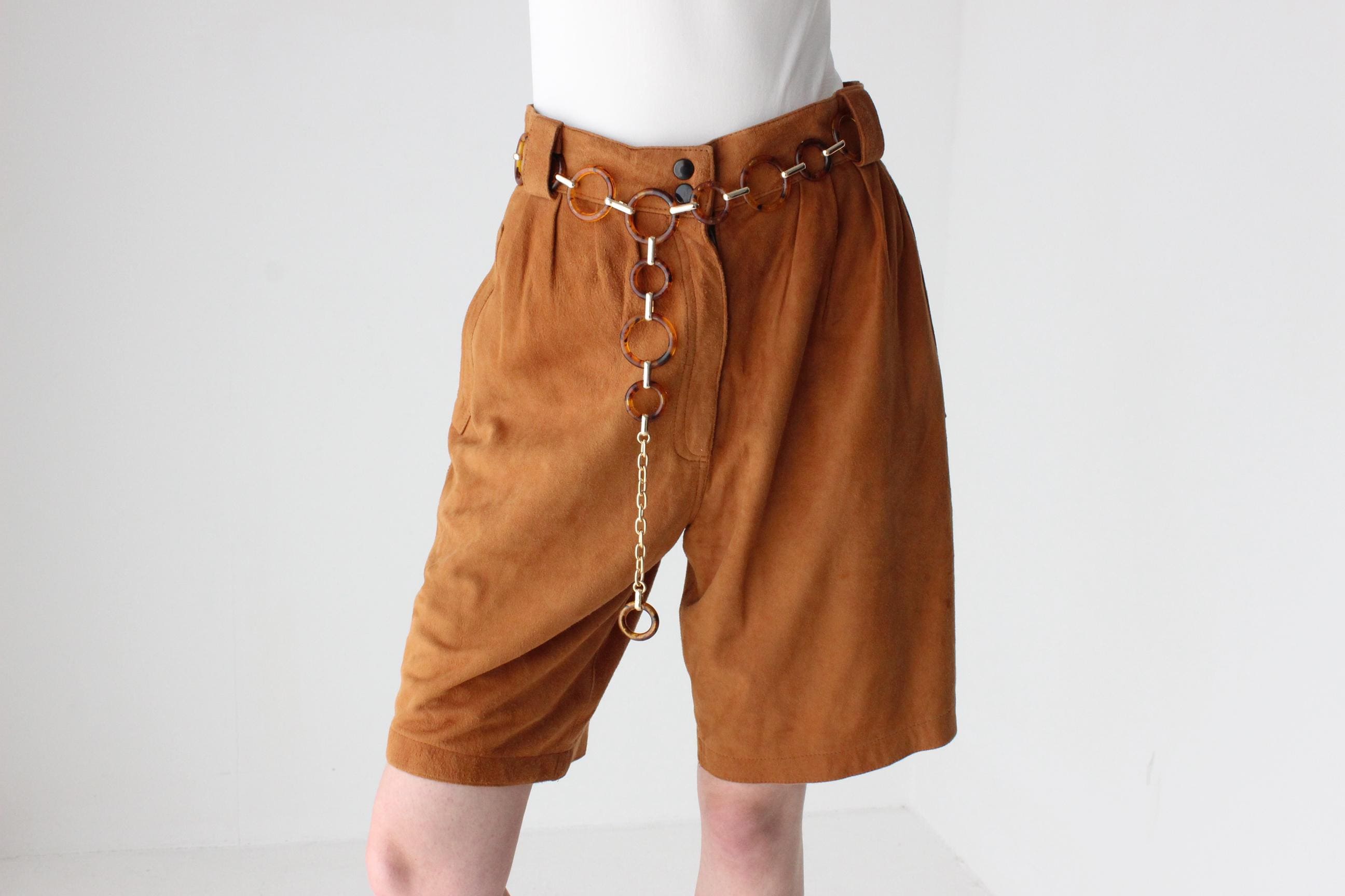 Tortoiseshell & Gold Tone Ring Chain Link Belt