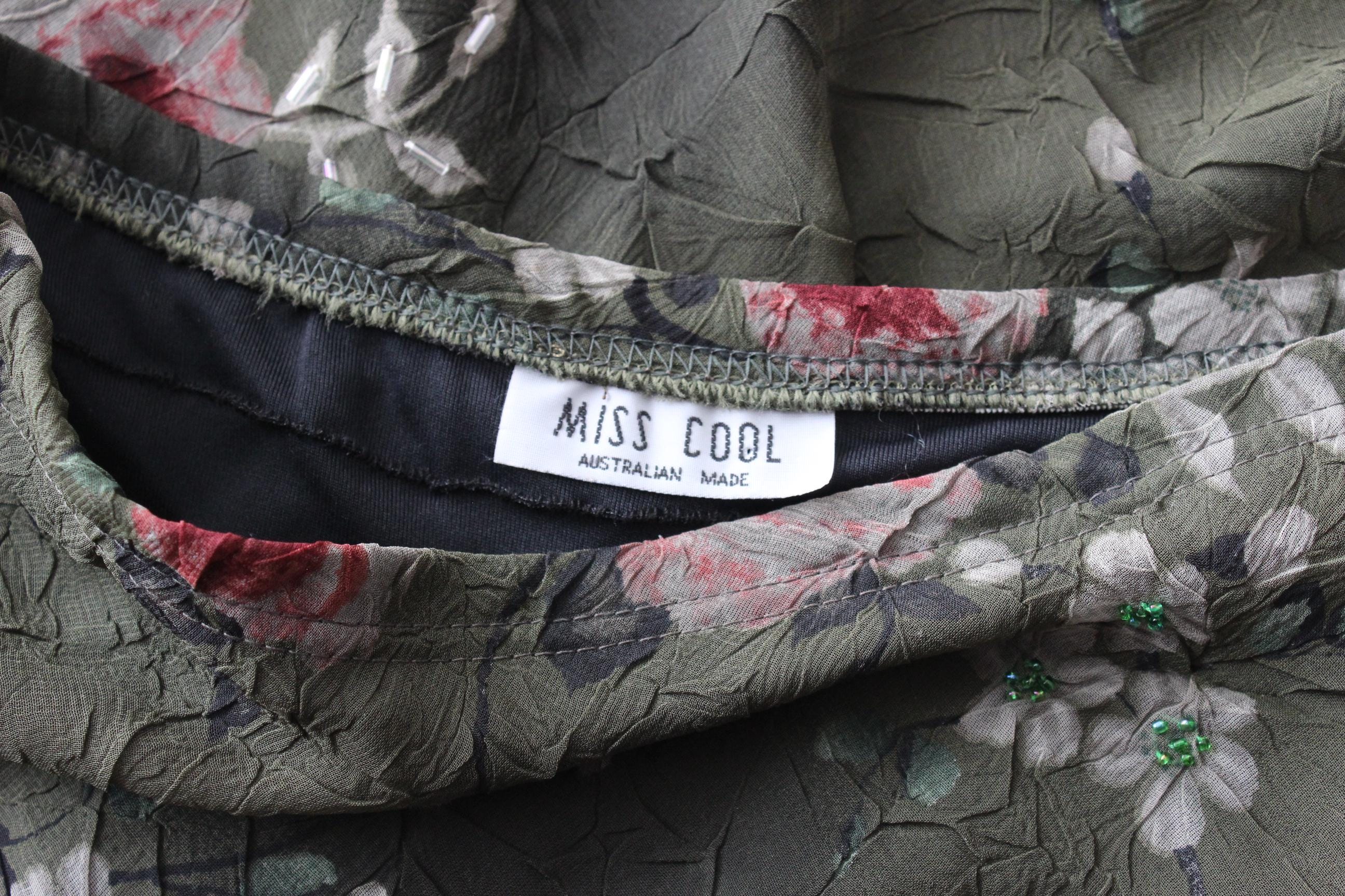 90s Arty Rose Print Knee Length Skirt by 'Miss Cool'