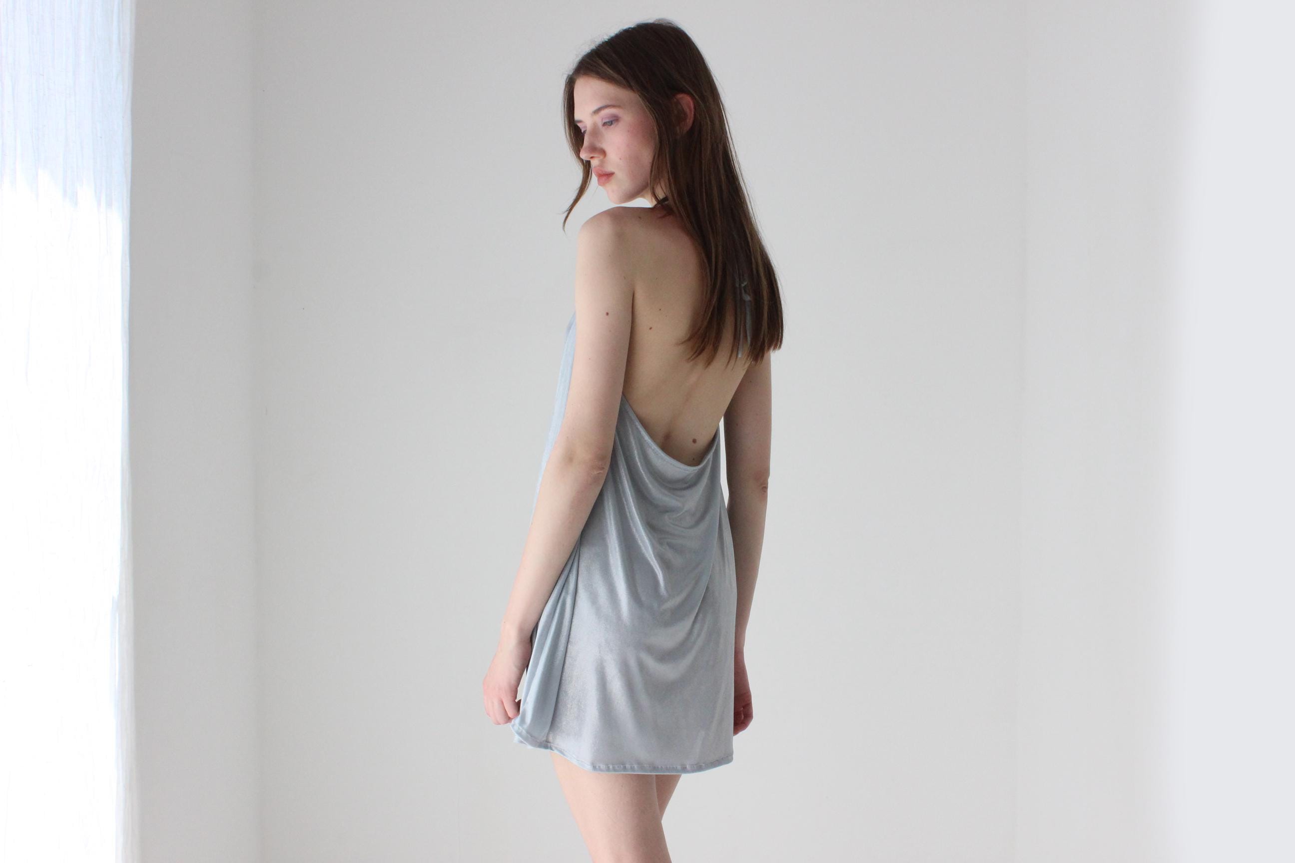 90s Iridescent Slinky Halter Top or Mini
