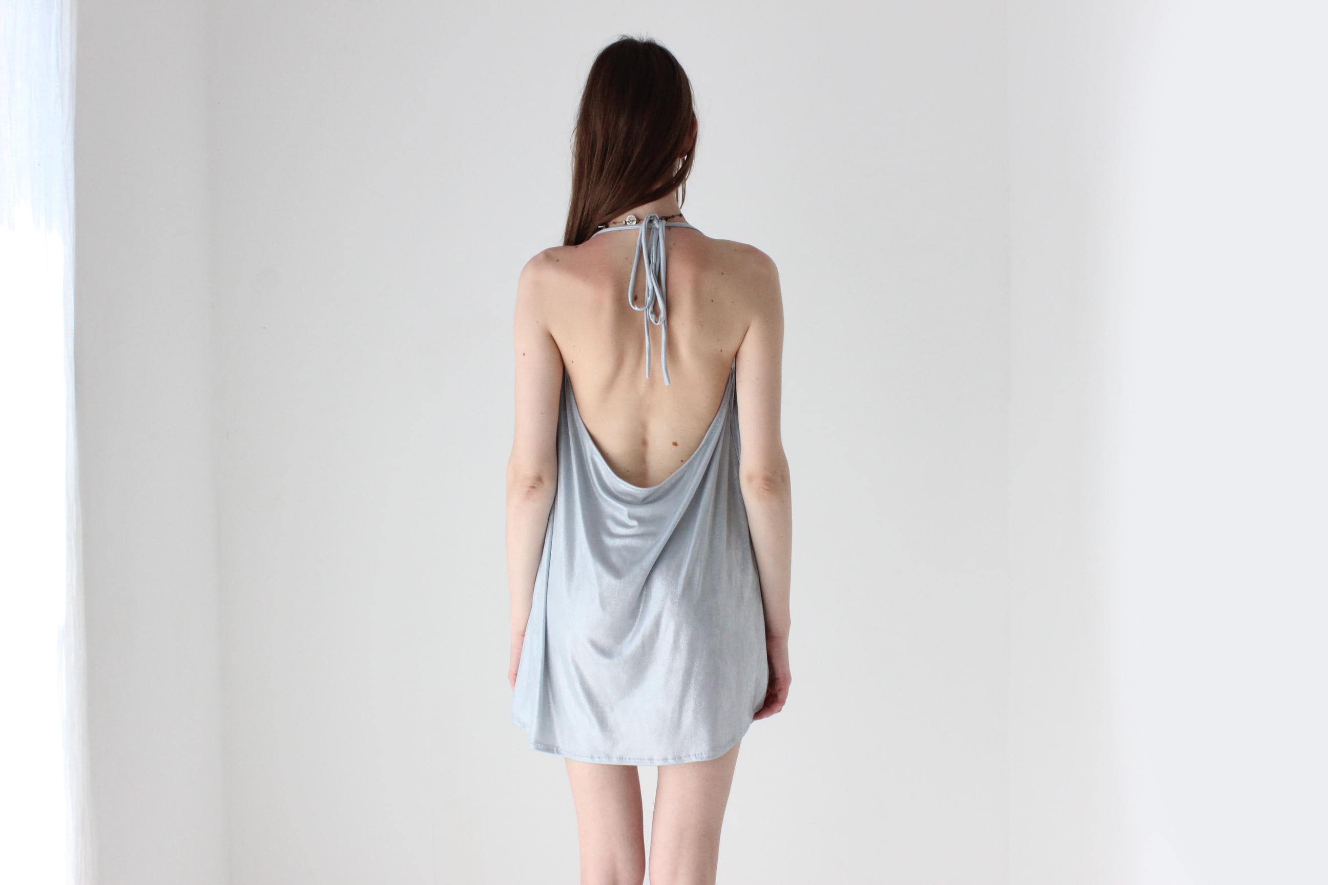 90s Iridescent Slinky Halter Top or Mini