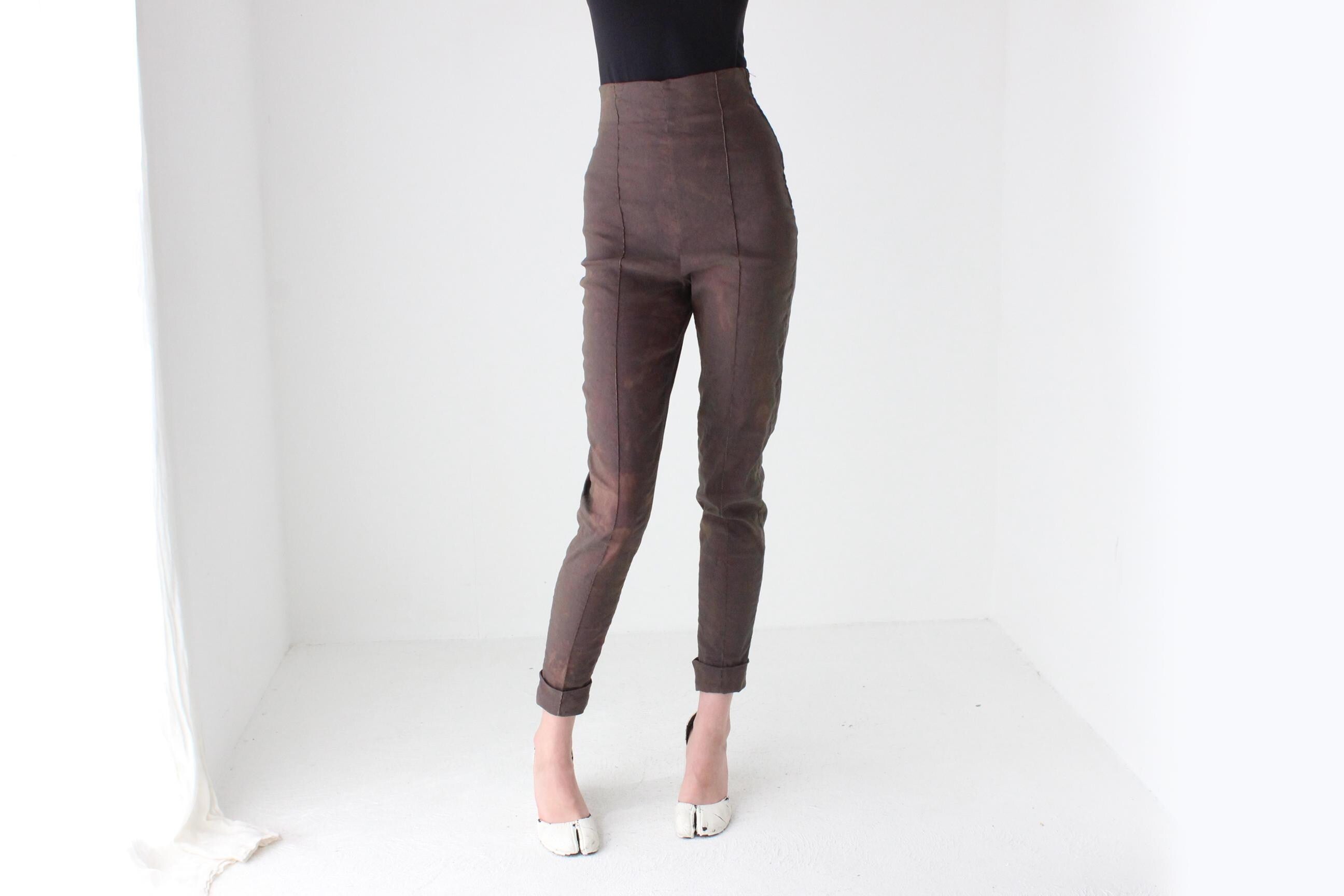 90s Romeo Gigli Super High Waist Trousers in Mottled Dye