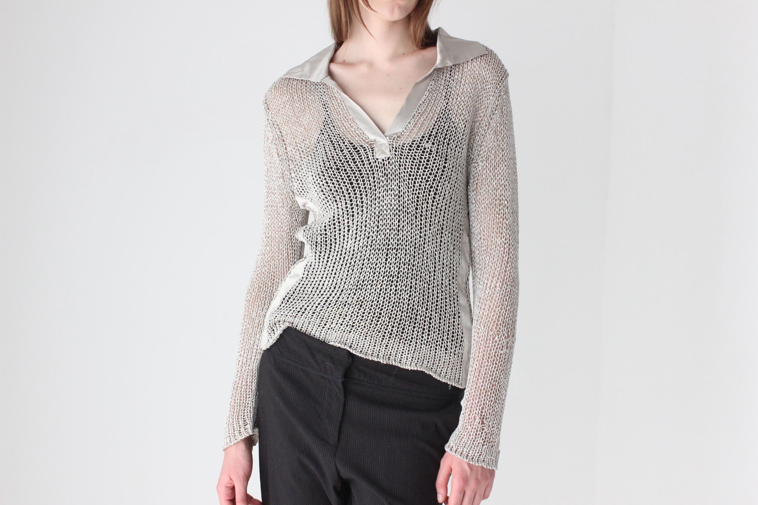 Y2K Futuristic Open Knit Top