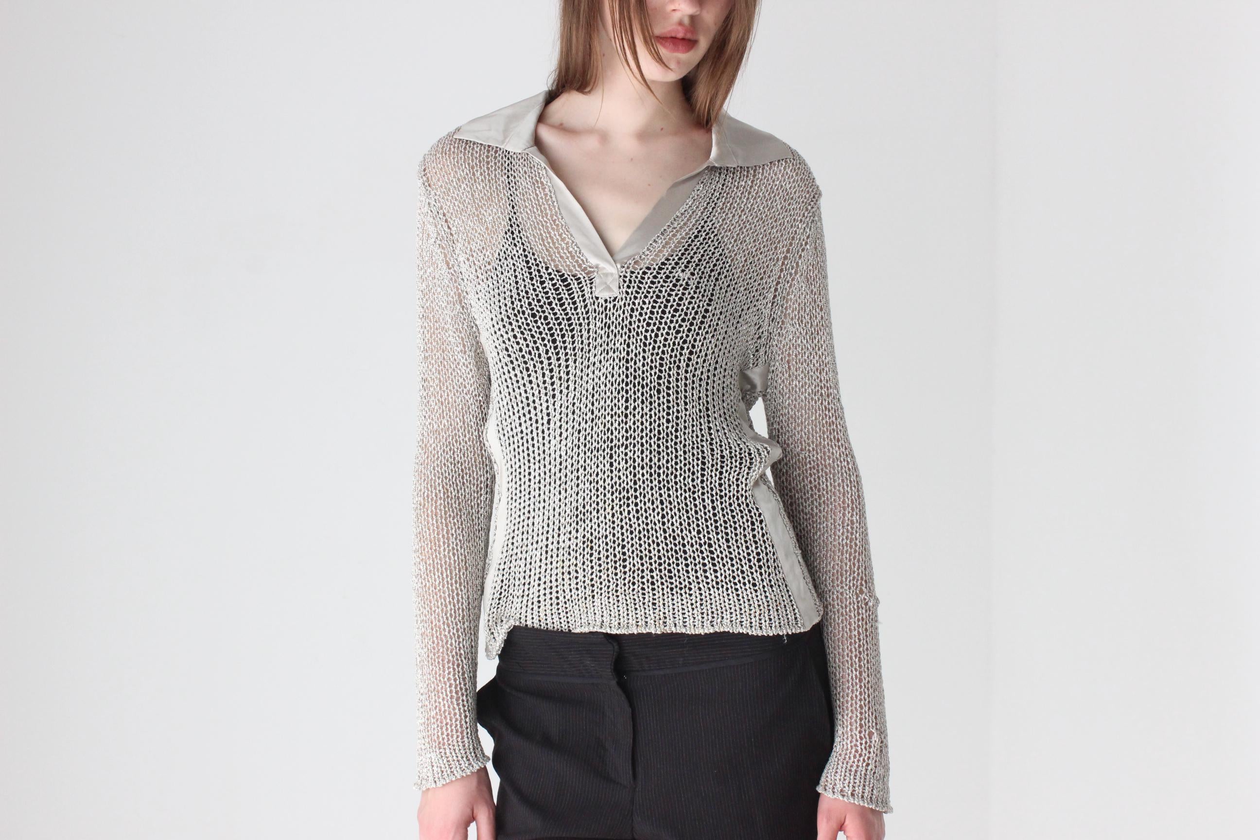 Y2K Futuristic Open Knit Top