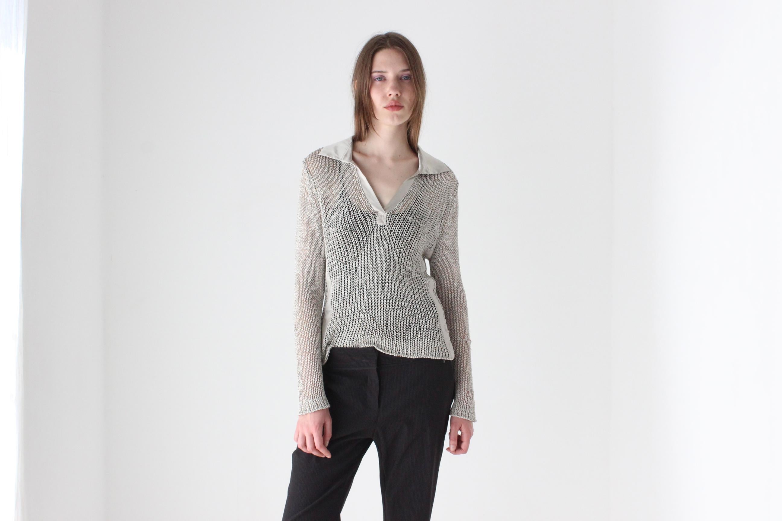 Y2K Futuristic Open Knit Top