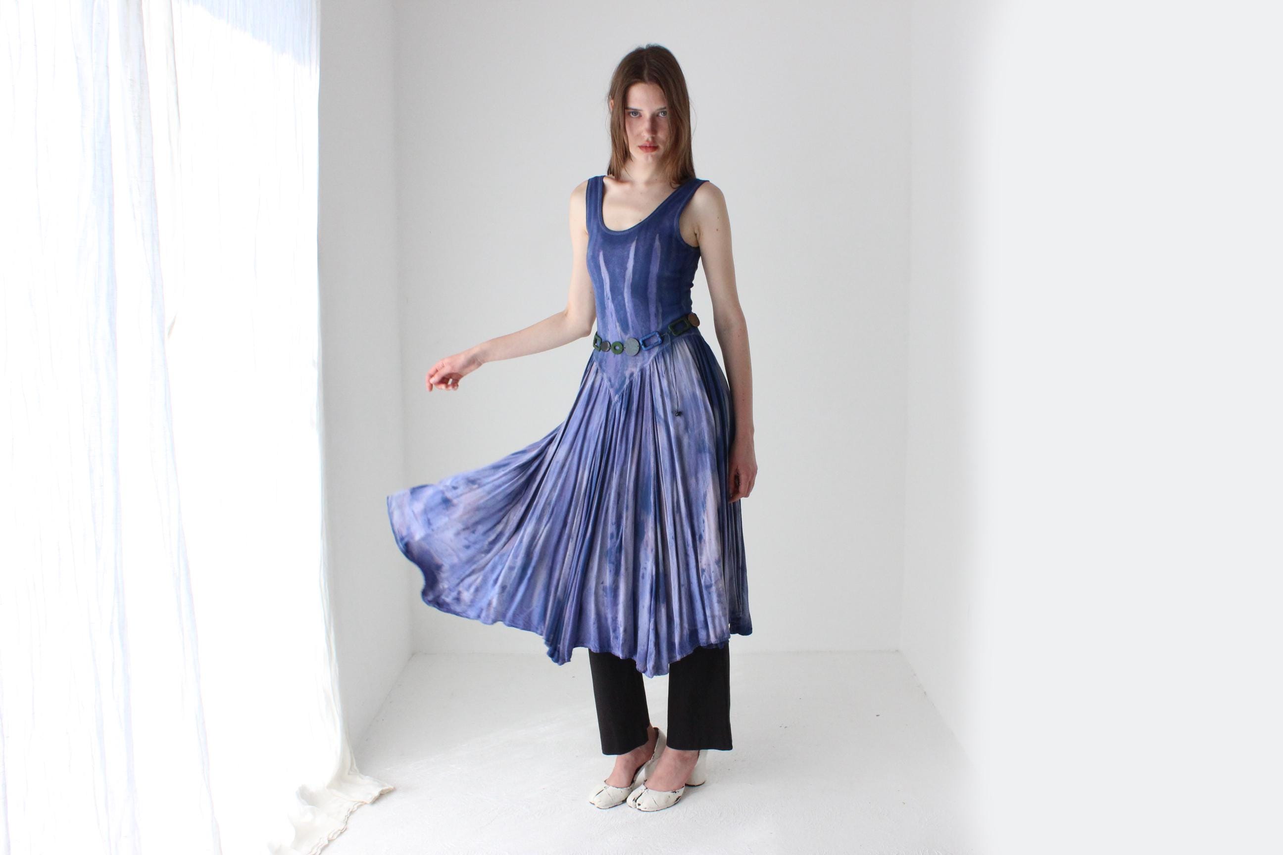 Coolest 90s Tie Dye Stretch Cotton Dress