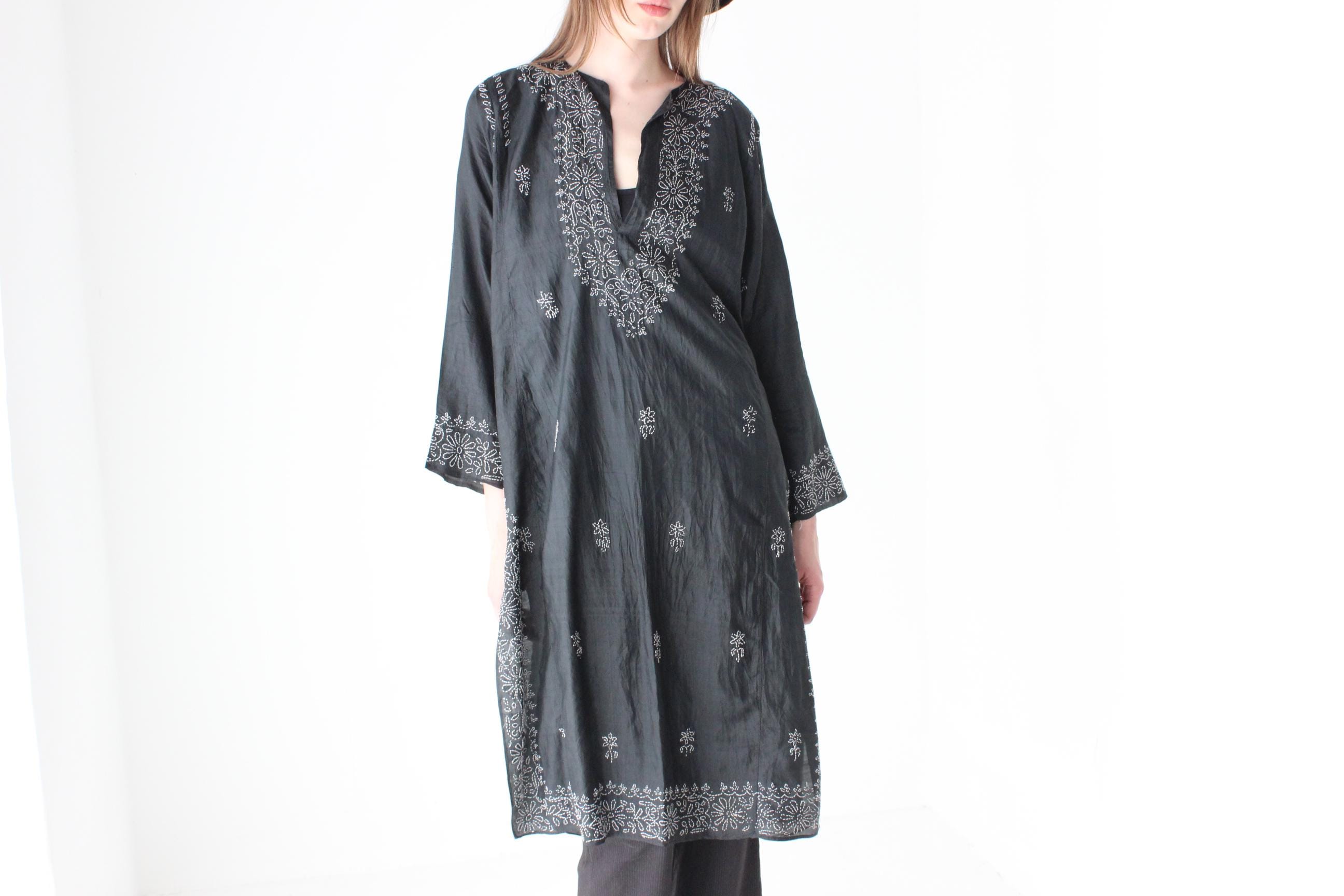 90s Indian Silk Embroidered Sheath Dress