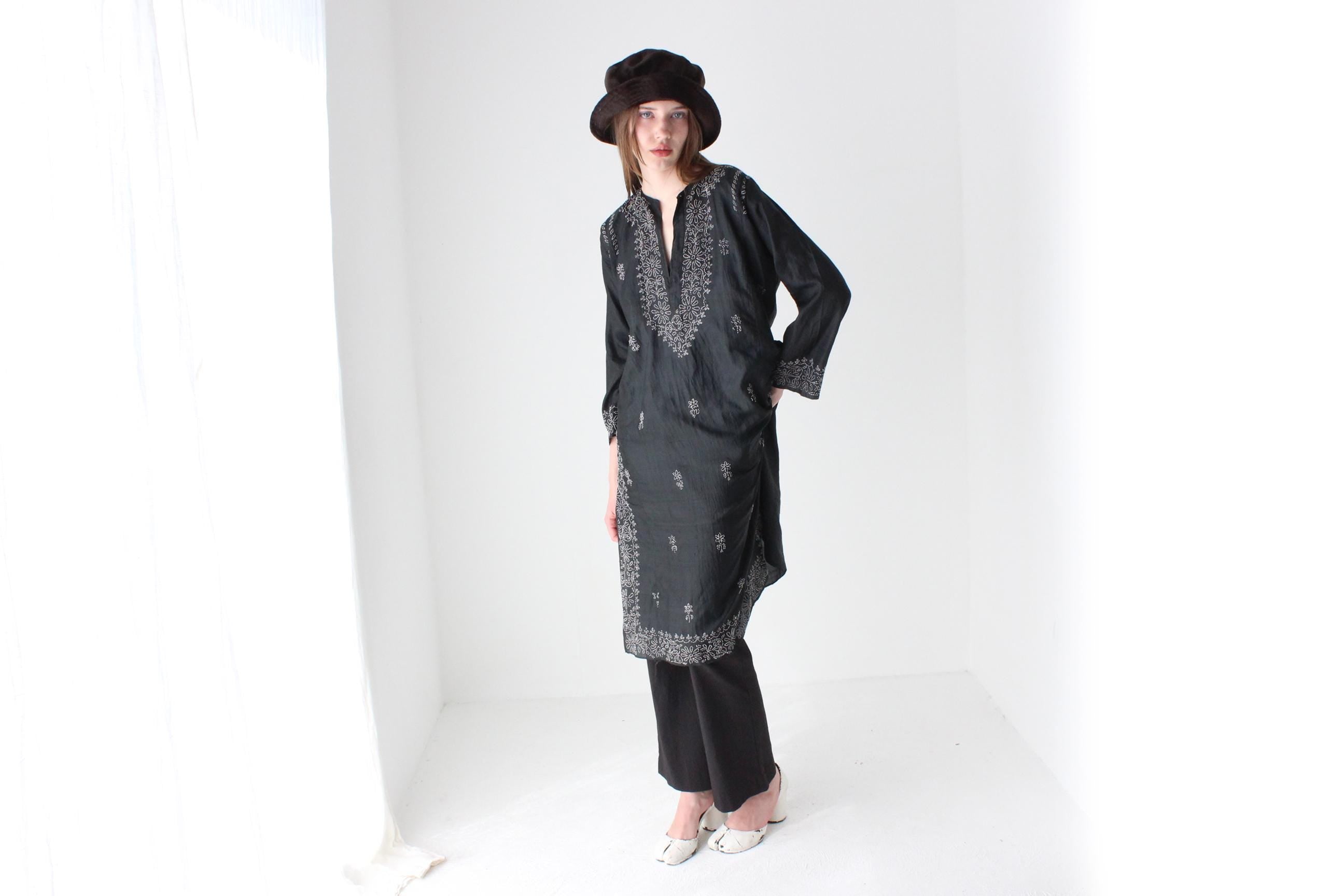 90s Indian Silk Embroidered Sheath Dress