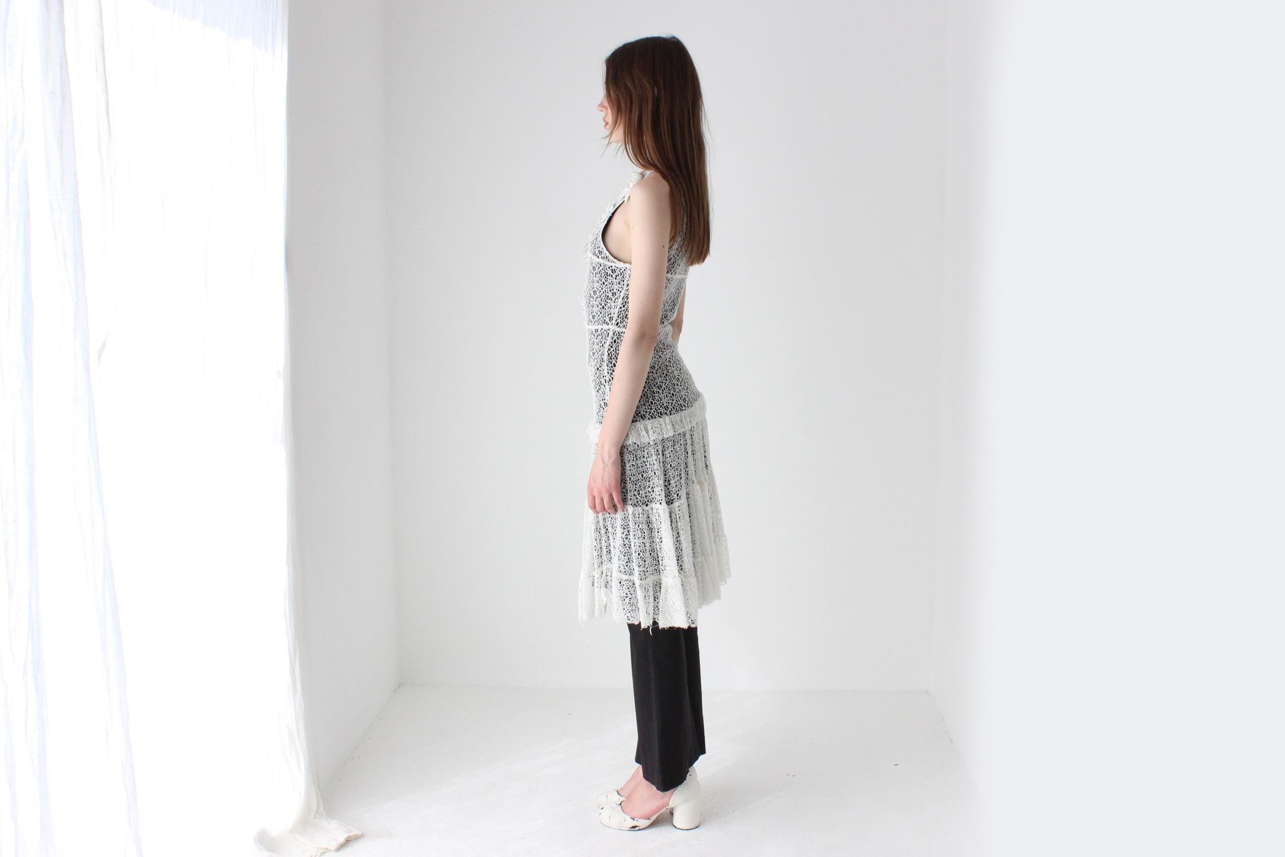 Y2K Italian Rinascimento 3D Crochet Flower Dress