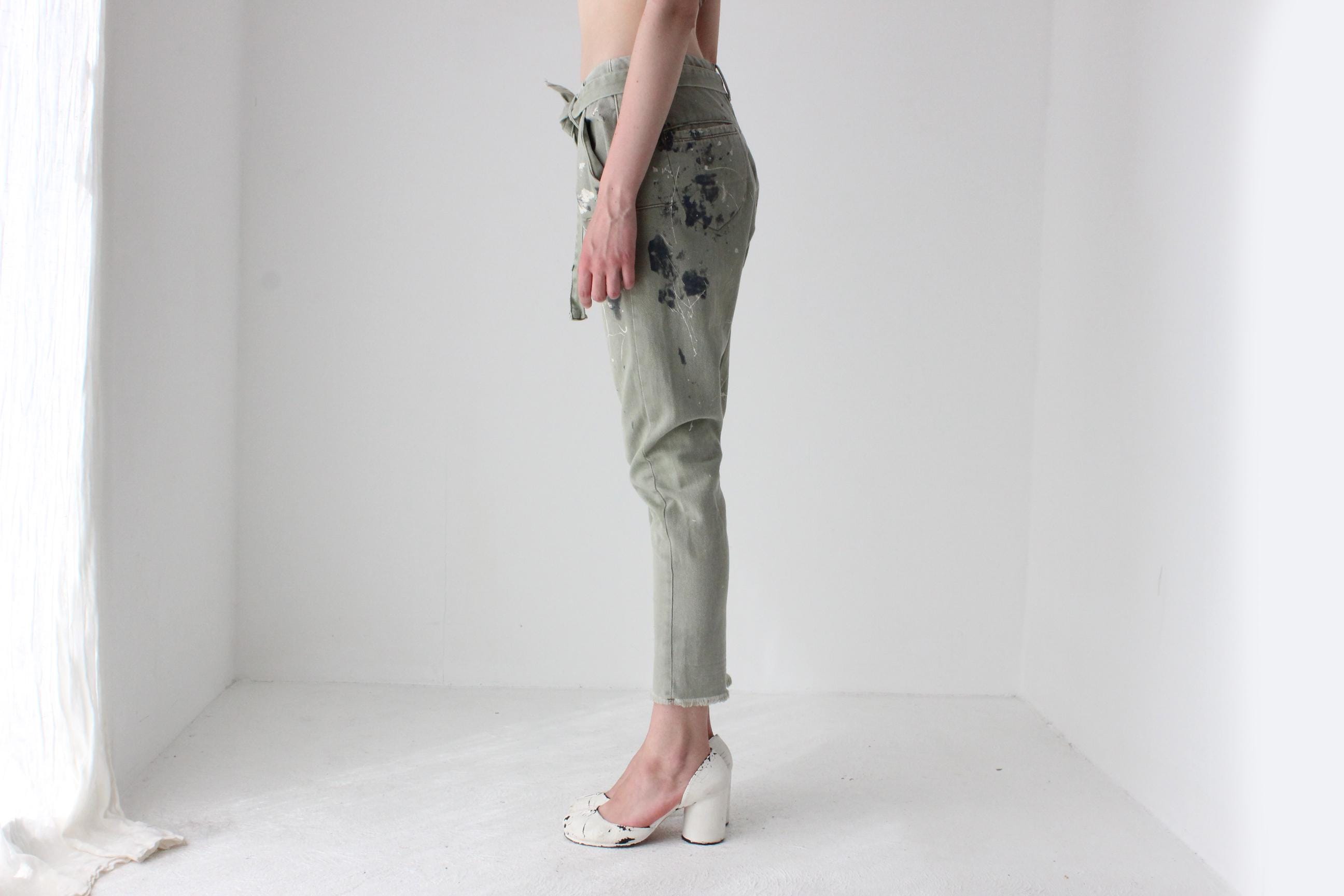 Y2K One Teaspoon Arty Paint Spatter Drop Crotch Pants