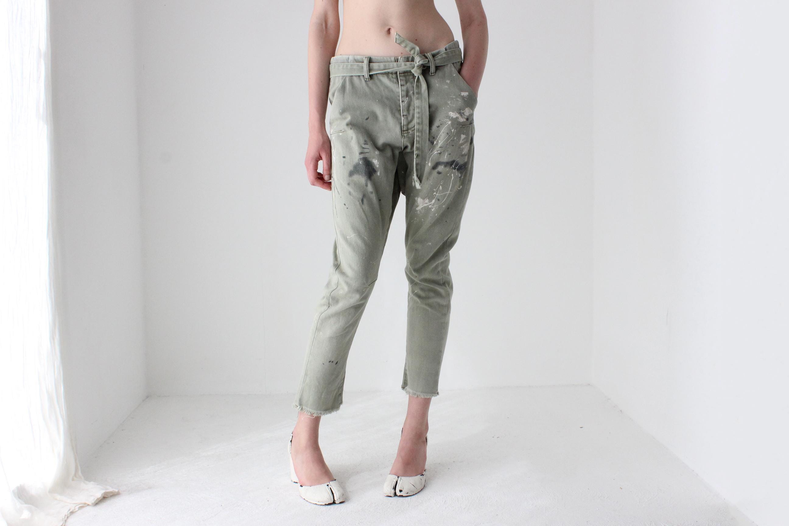 Y2K One Teaspoon Arty Paint Spatter Drop Crotch Pants