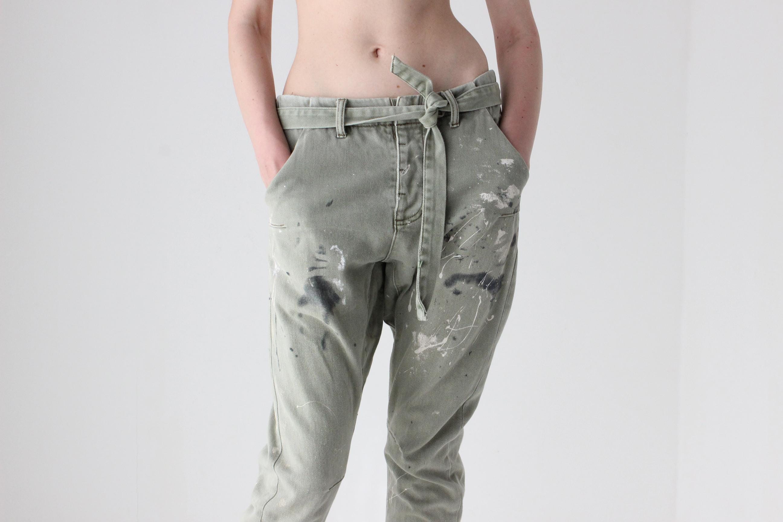 Y2K One Teaspoon Arty Paint Spatter Drop Crotch Pants