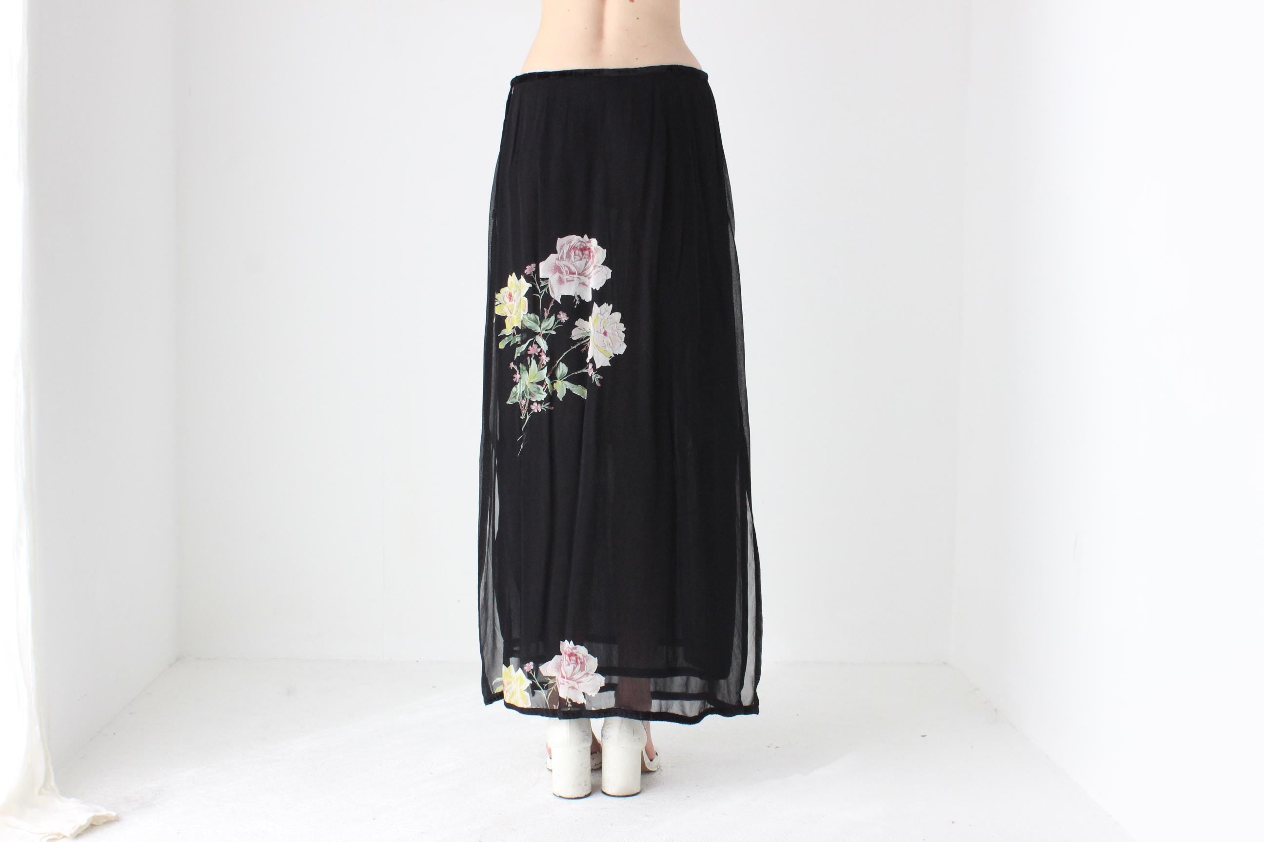 90s Peace Angel Rayon Gauze Maxi Skirt