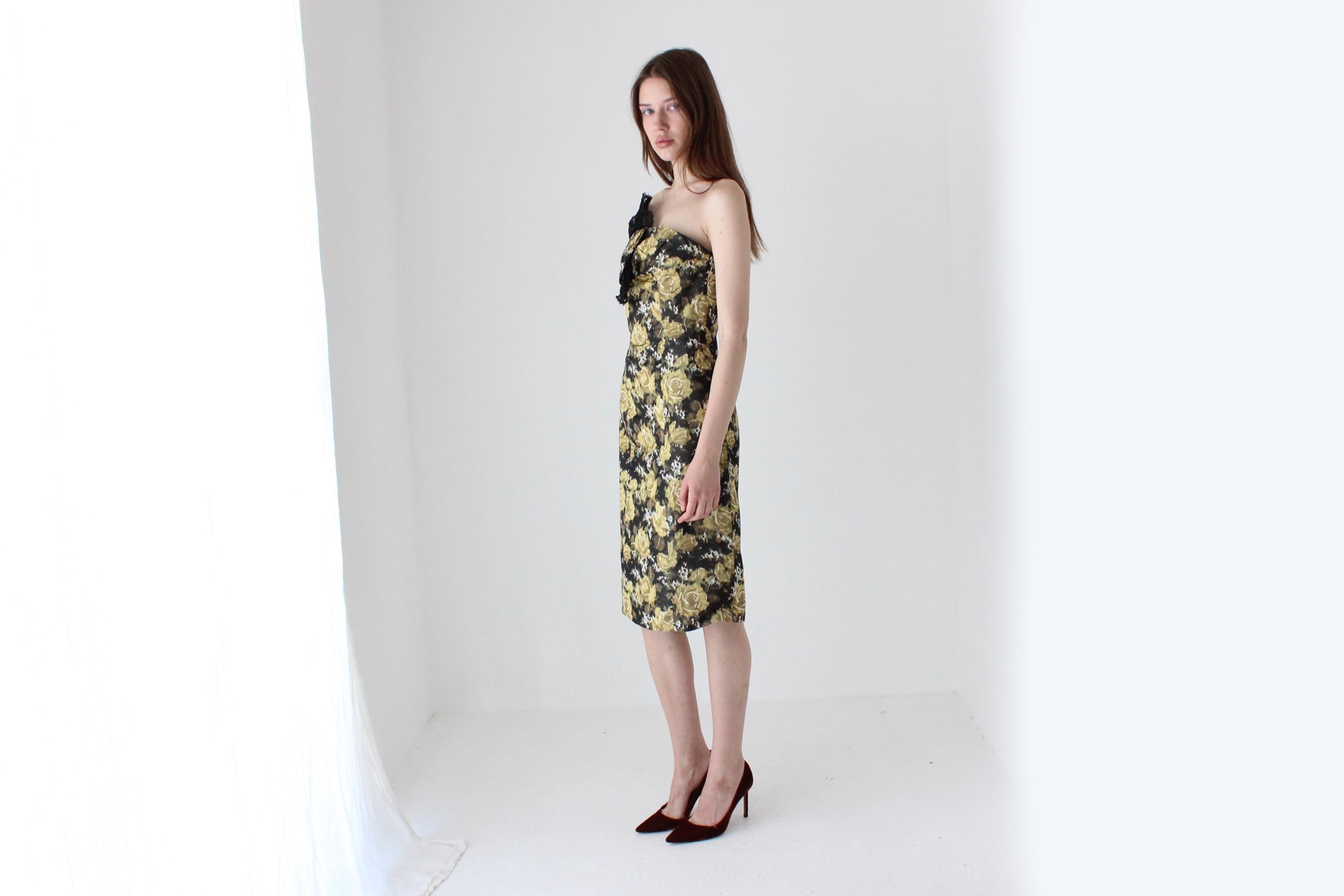 60s Pure Silk Bespoke Fitted Cocktail Dress