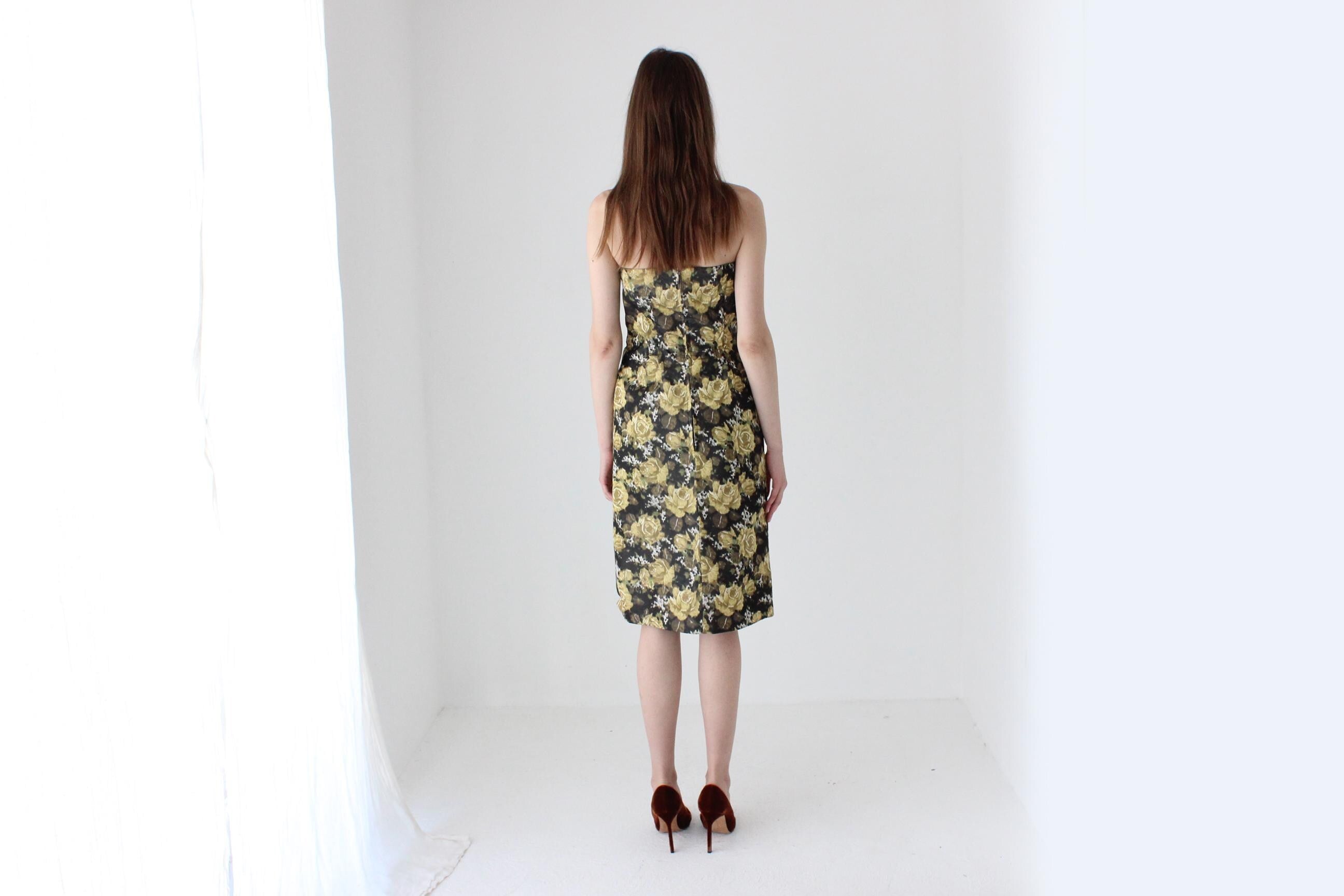 60s Pure Silk Bespoke Fitted Cocktail Dress