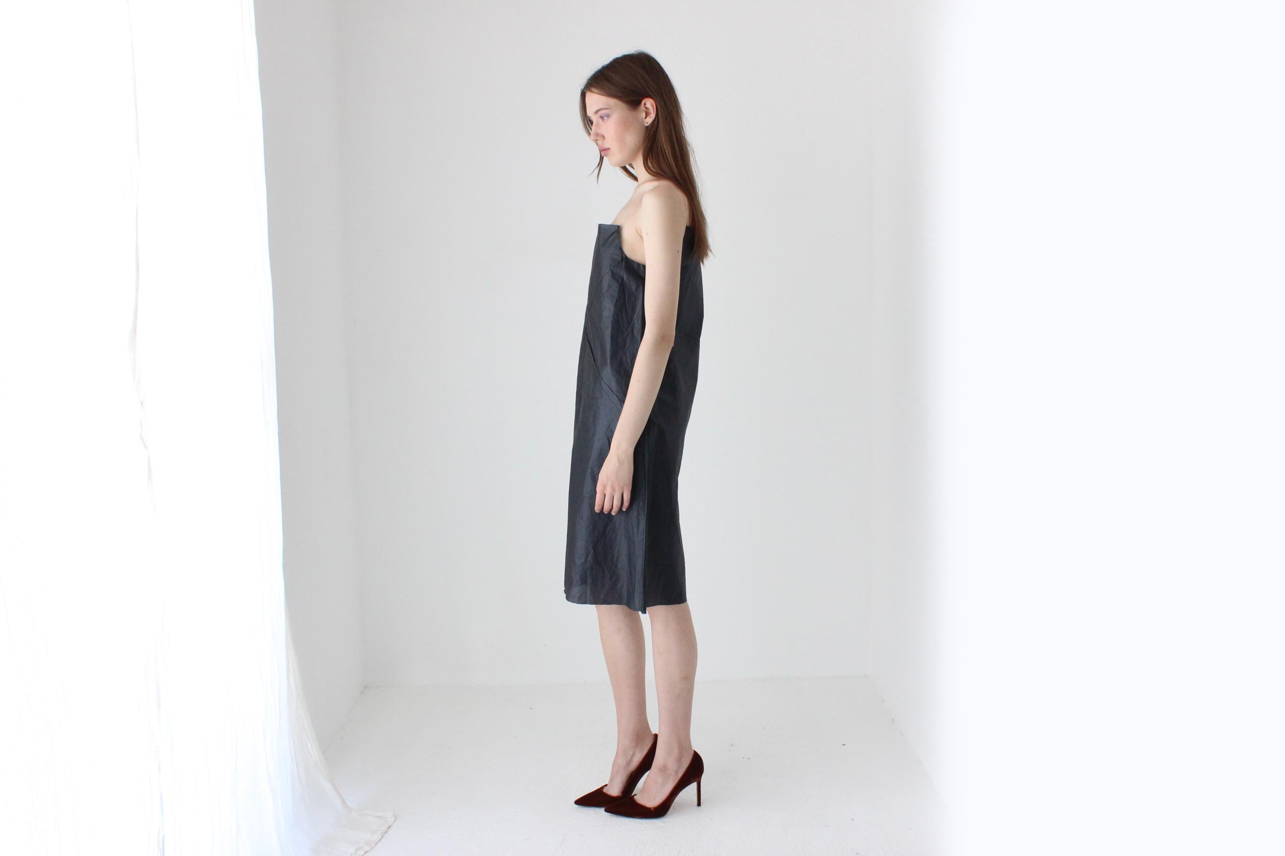 90s Japanese Vintage Plastic 'Floating' Invisible Strap Dress