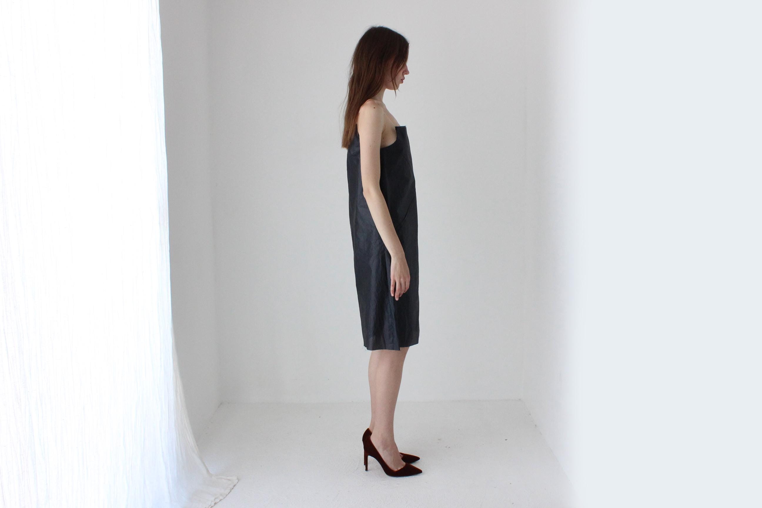 90s Japanese Vintage Plastic 'Floating' Invisible Strap Dress