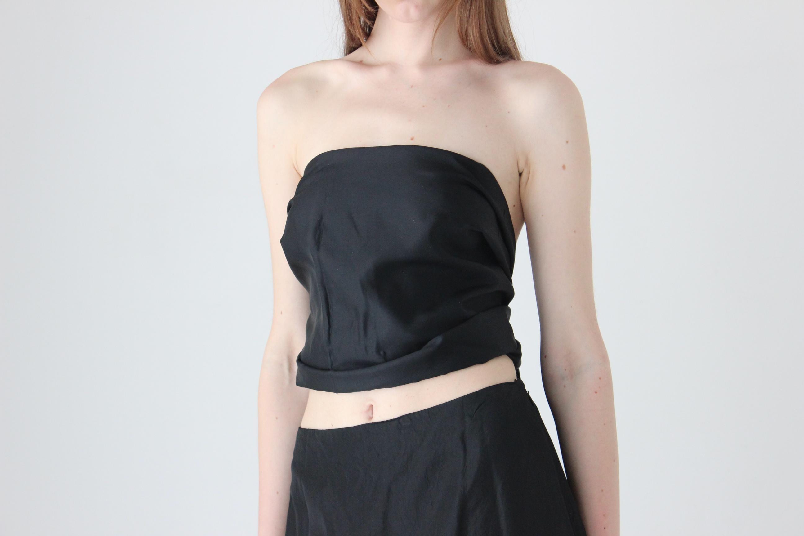 90s Black Taffeta Multi-Way Sash