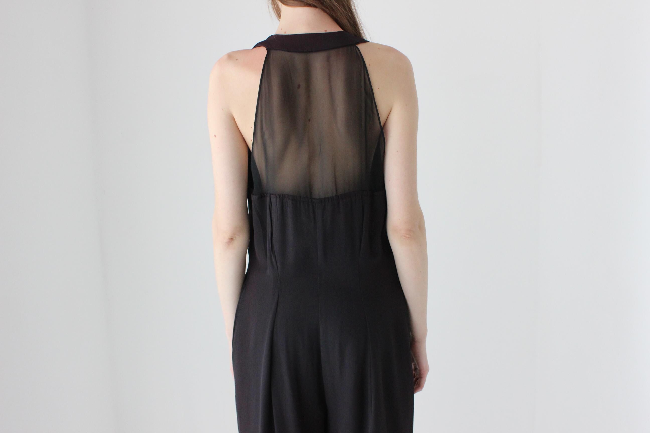 80s Crepe Wide Leg Jumpsuit w/ 3D Rosettes