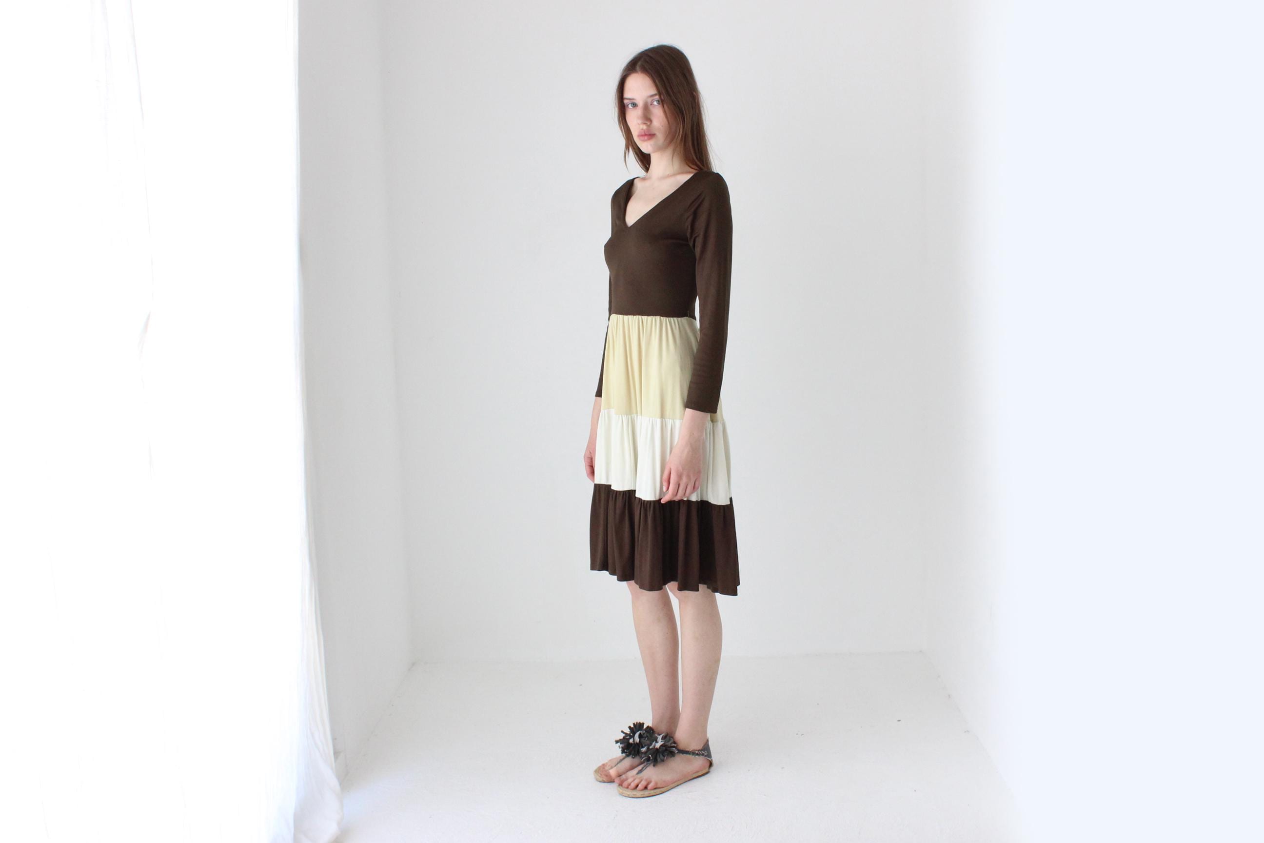 Funky 70s Tiered Jersey Dress