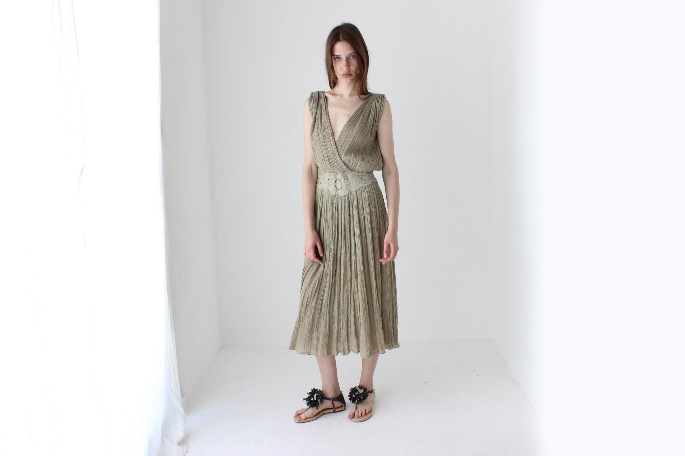 2000s Athenian Greek Made Gauze Dress
