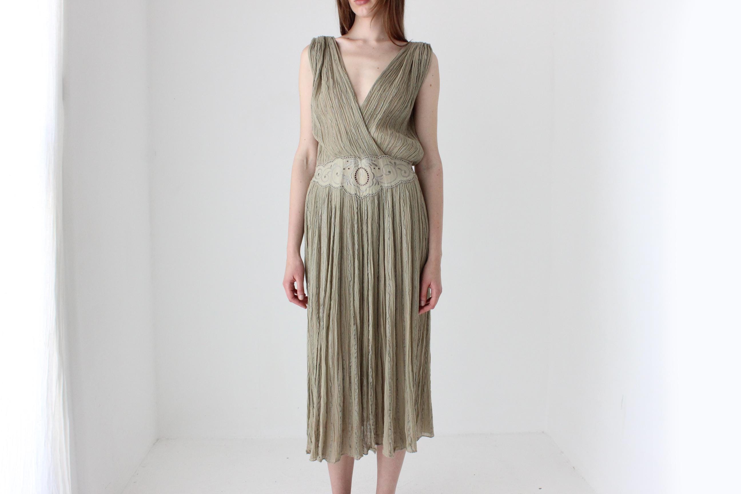 2000s Athenian Greek Made Gauze Dress