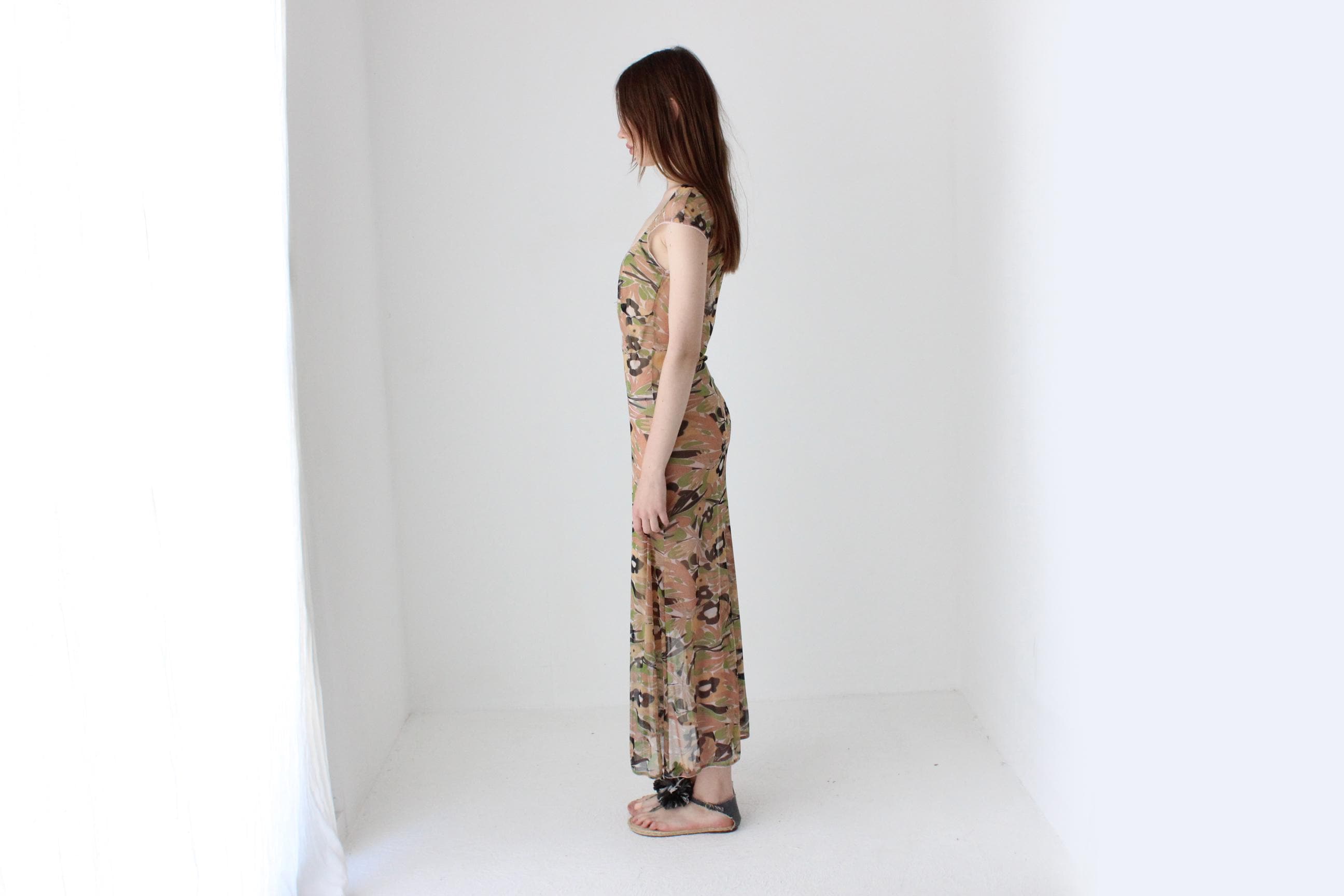 Y2K 'Cultura' Italian Vintage Printed Mesh Dress