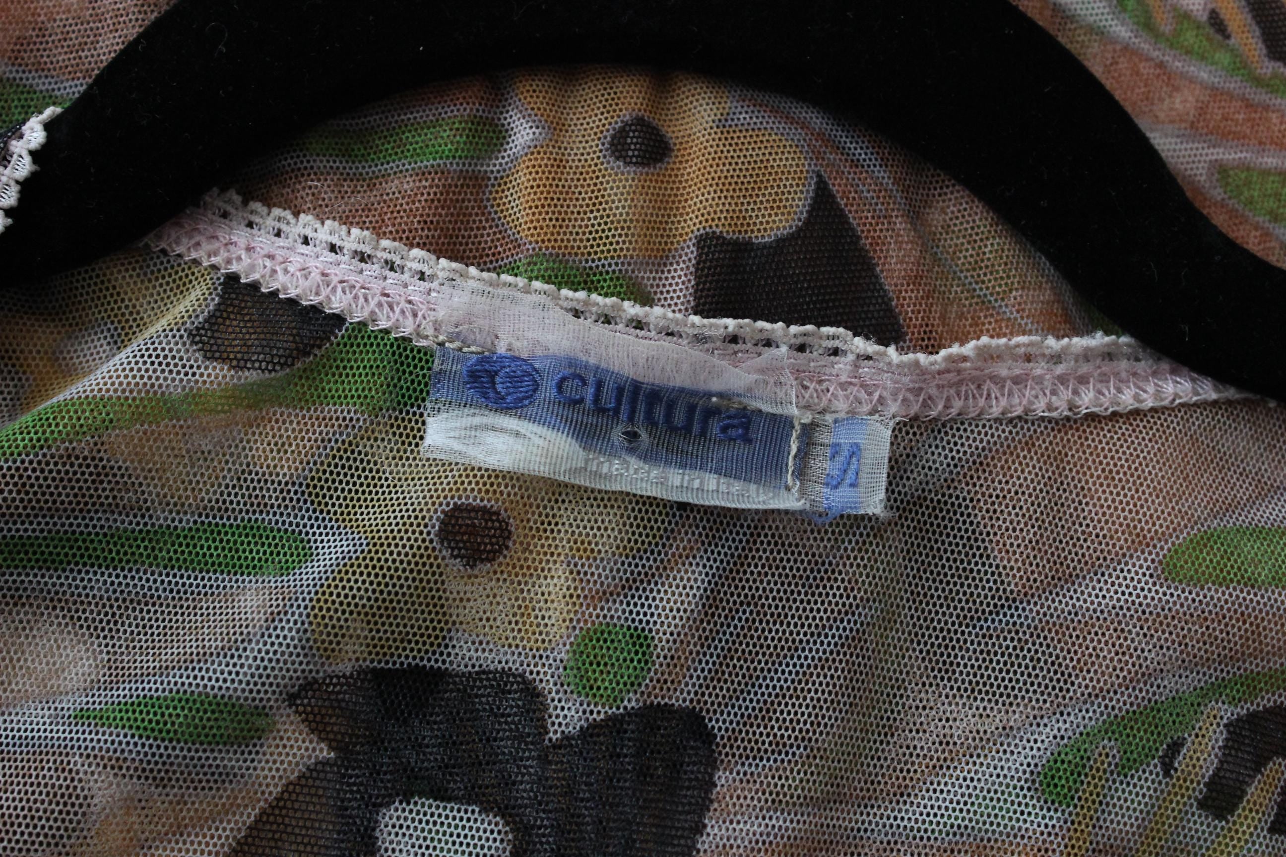 Y2K 'Cultura' Italian Vintage Printed Mesh Dress