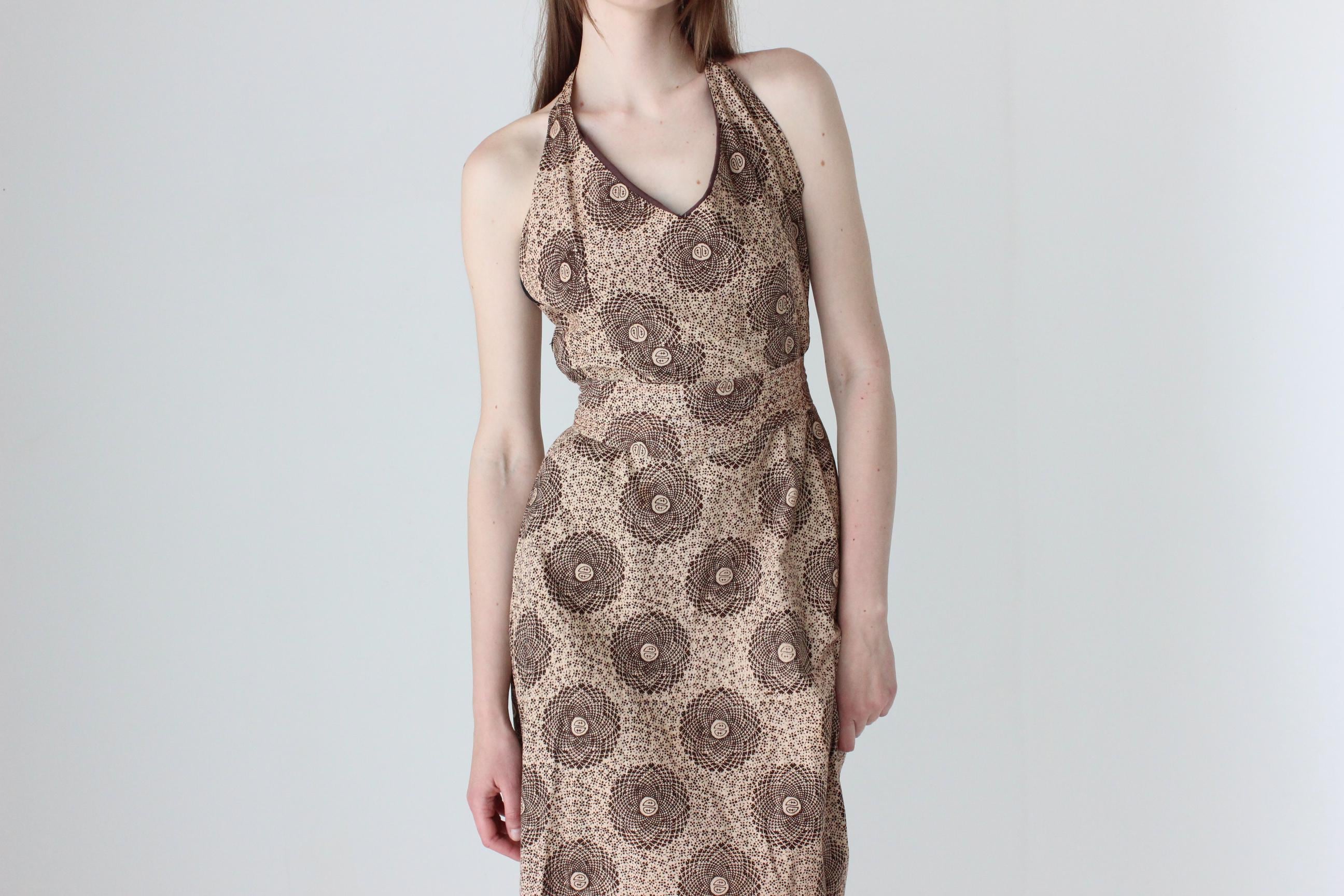 90s Handmade Boho Cotton Halter Dress