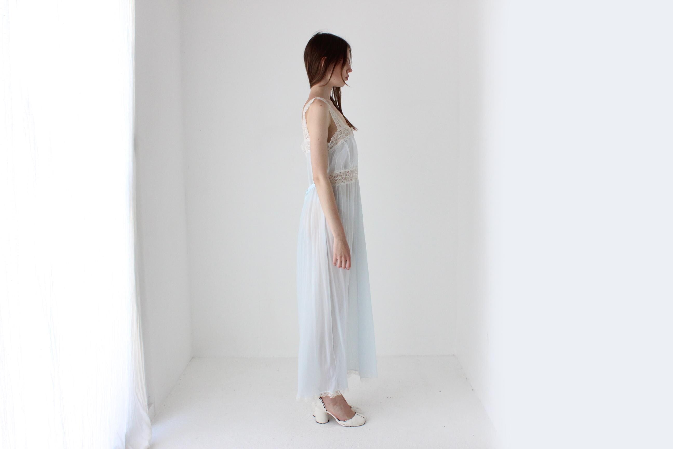 50s Pastel Nylon Nightgown Dress by Patolaine Lingerie