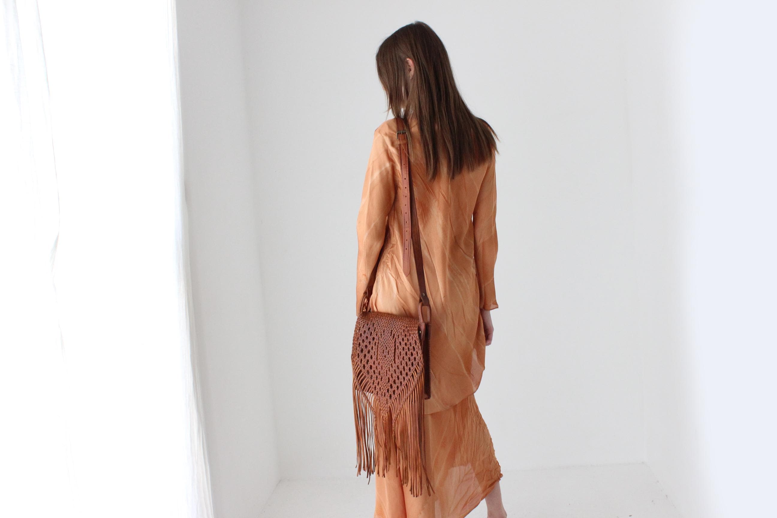 70s Handcrafted Woven Italian Leather Bag