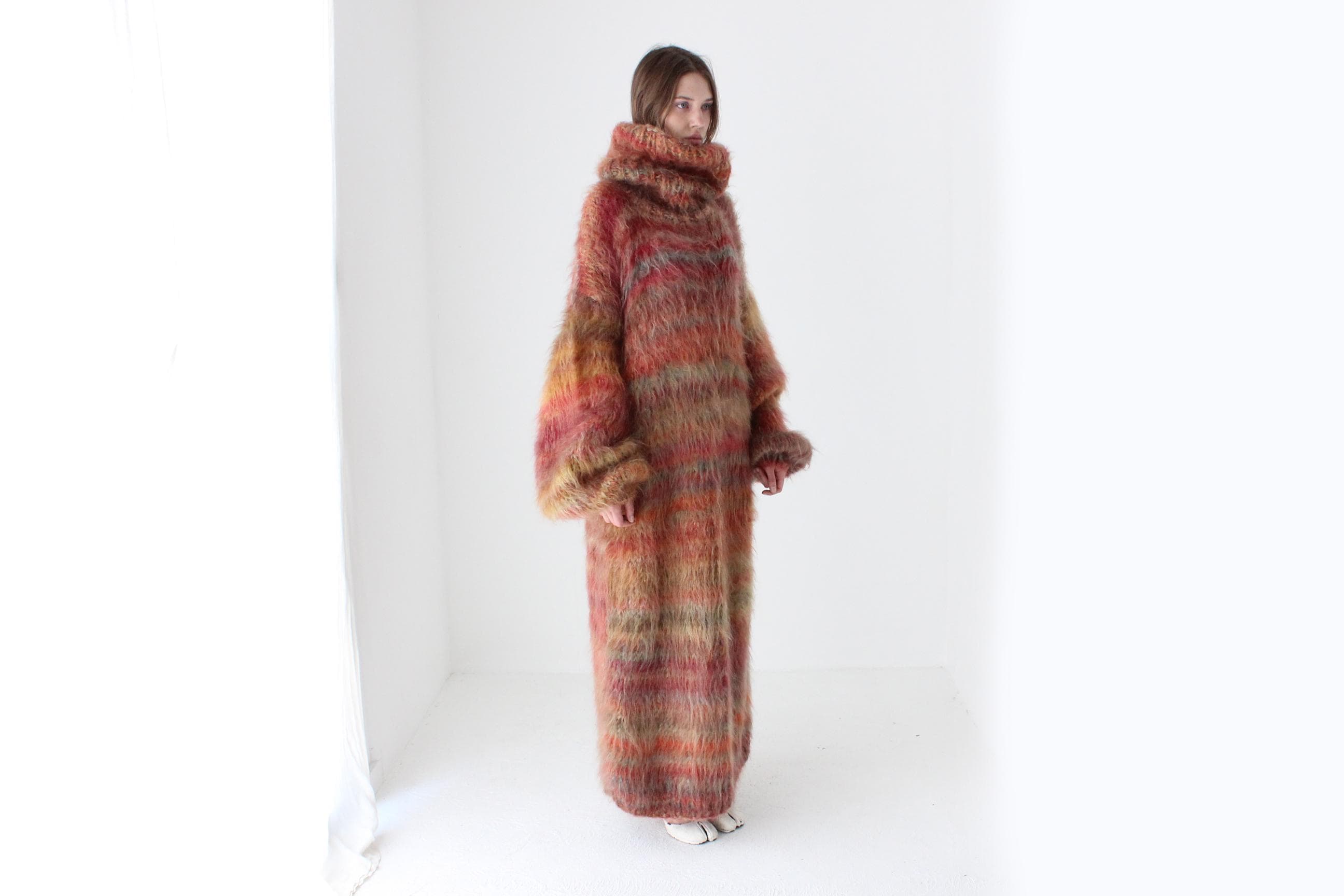 High Fashion Hand Knit Mohair Oversized Sweater Dress