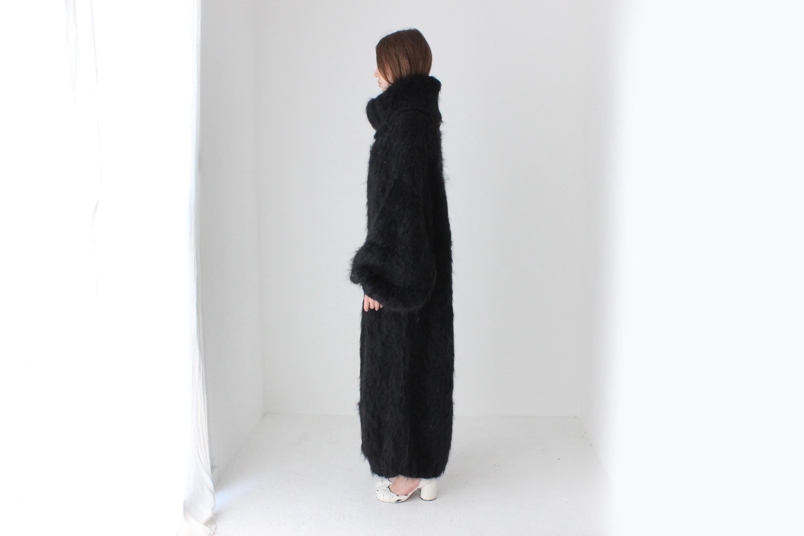 Ink Black Hand Knit Mohair Oversized Sweater Dress