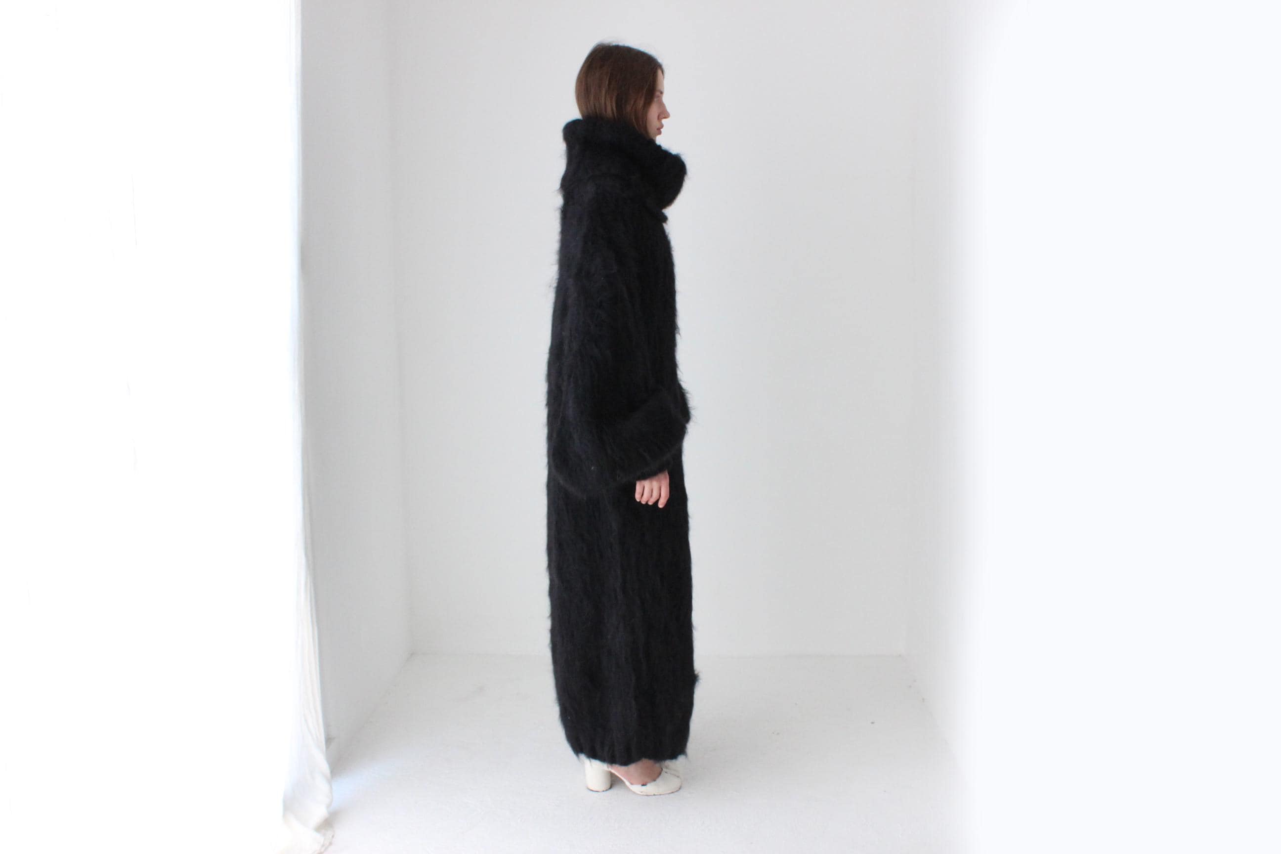 Ink Black Hand Knit Mohair Oversized Sweater Dress