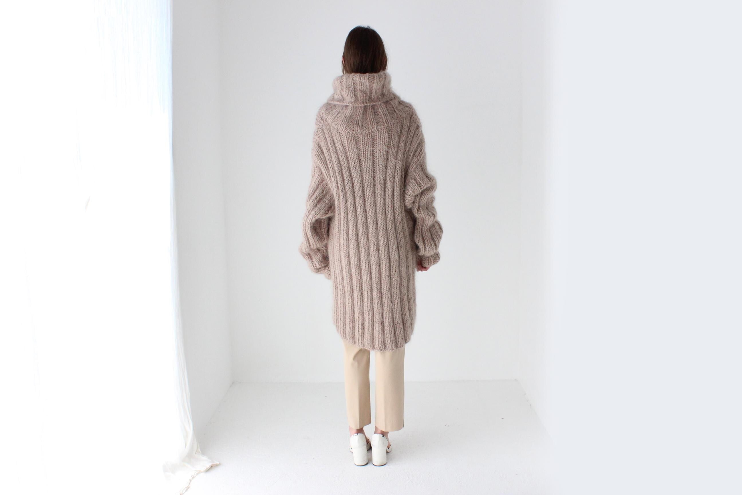 Amazing Hand Knit Wool & Mohair Chunky Beige Sweater