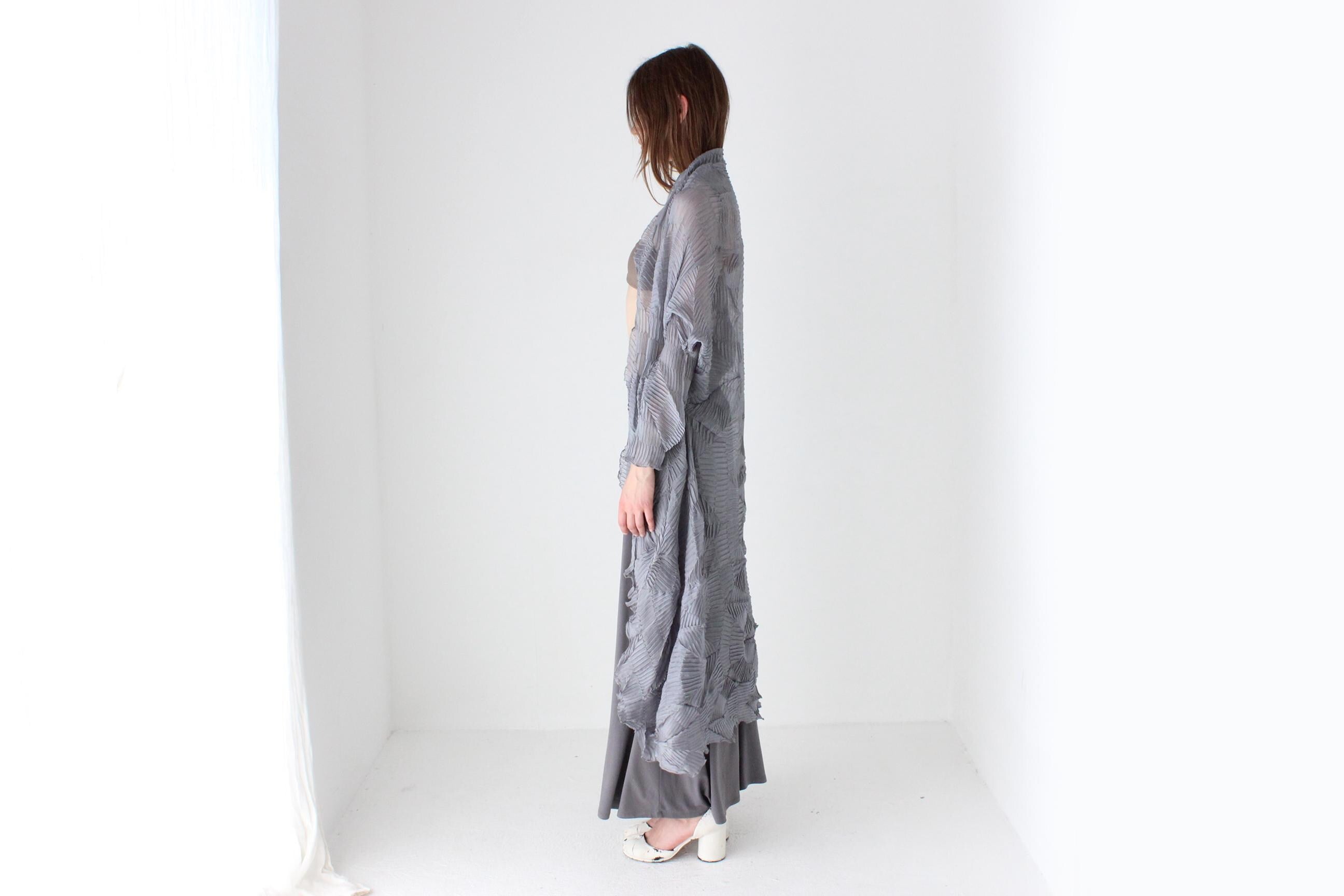 2000s Sheer Textured Origami Plisse Duster Jacket