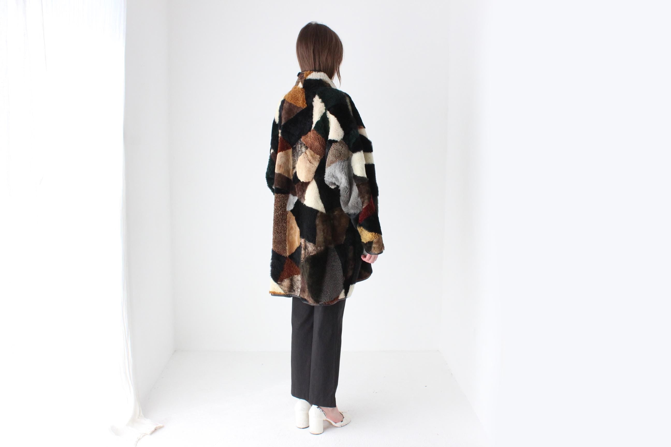 80s Patchwork Shearling & Suede REVERSIBLE Leather Coat