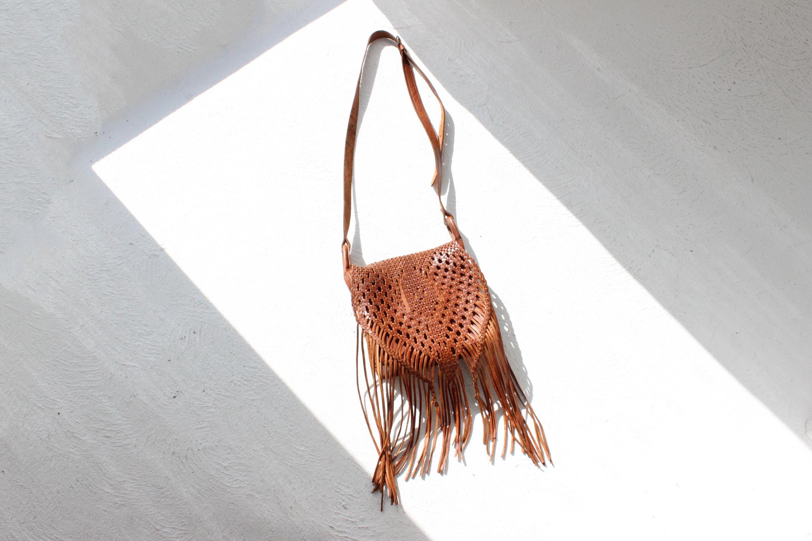 70s Handcrafted Woven Italian Leather Bag