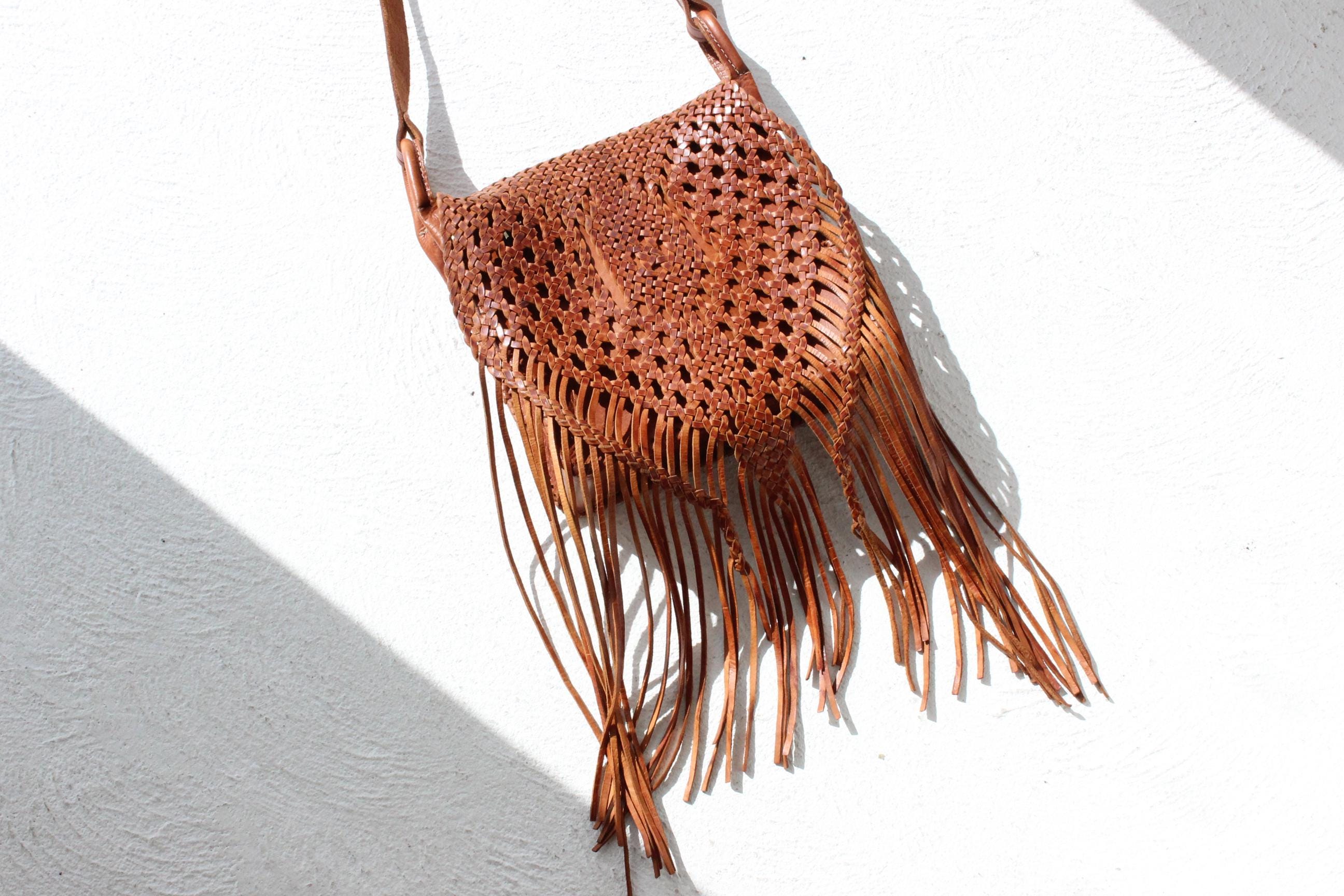 70s Handcrafted Woven Italian Leather Bag