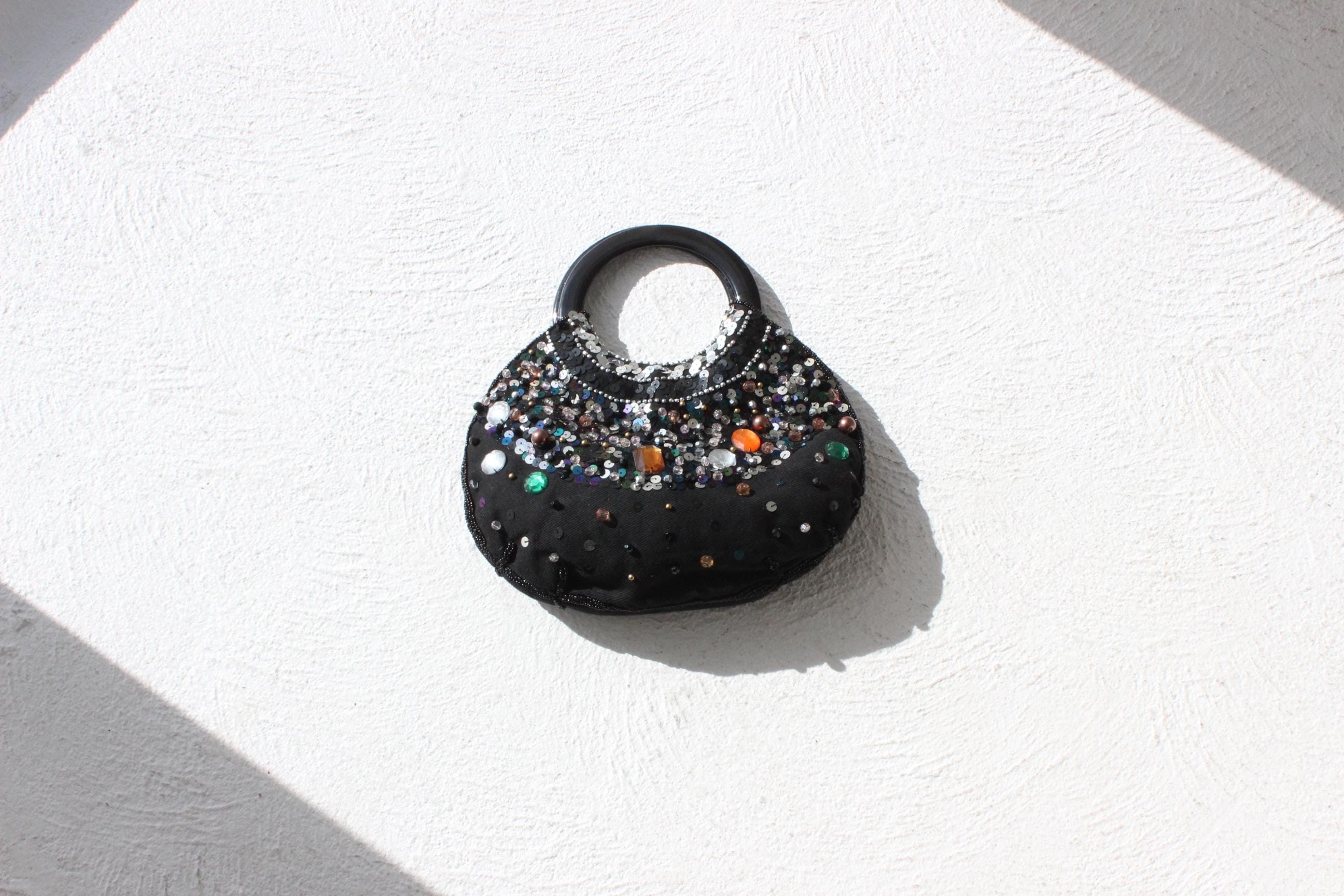 Y2K Gemstone & Sequin Handbag with Ring Handle