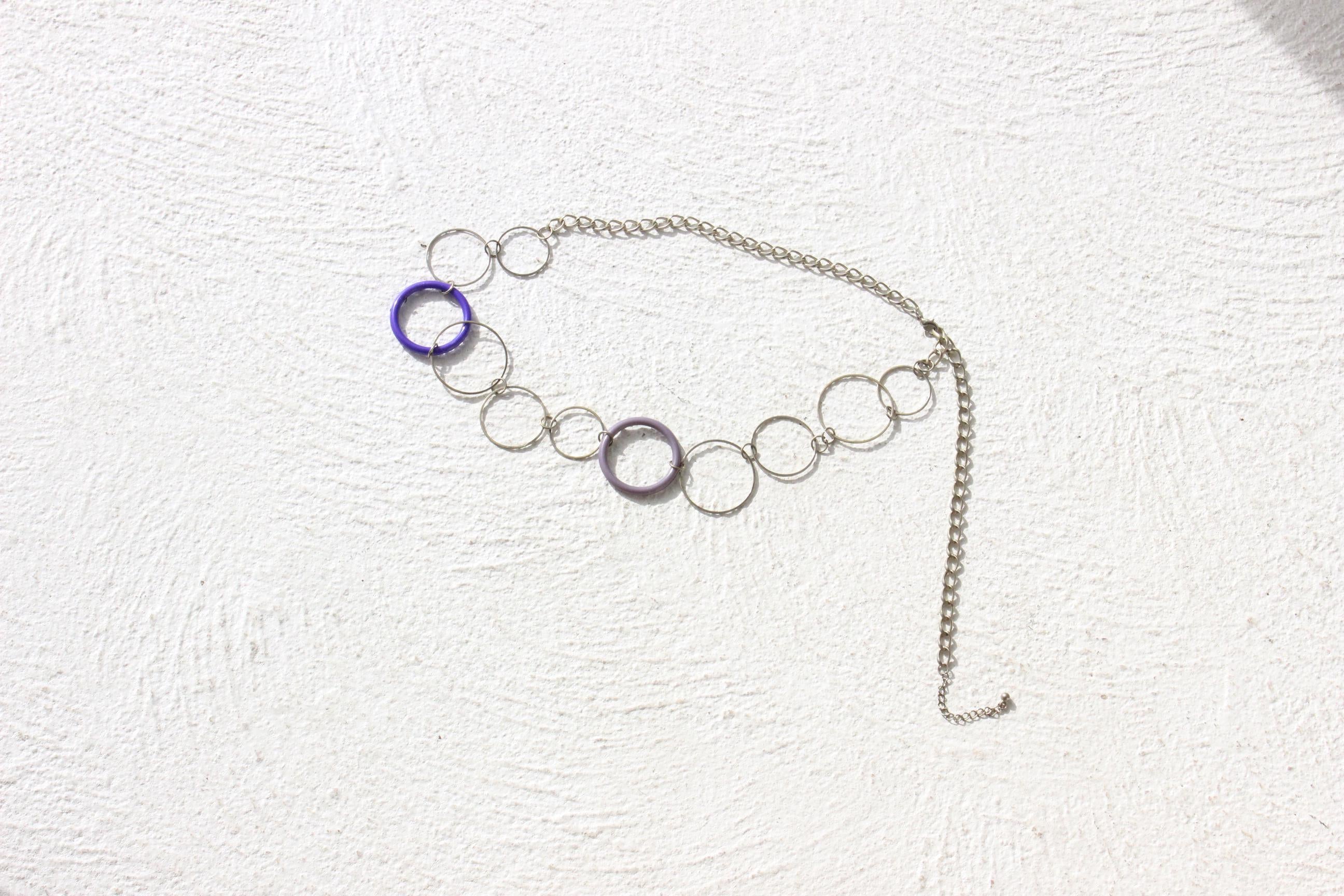 80s Fine Silver Metal Ring Disco Belt